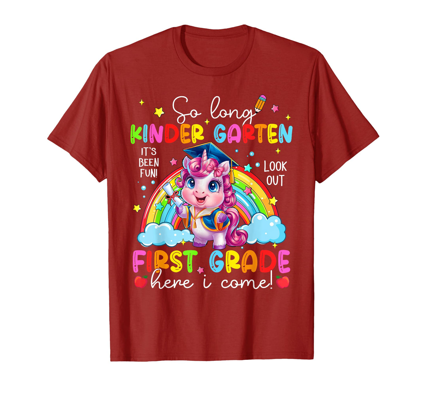 Look Out First Grade Here I Come Unicorn Last Day Of School T-Shirt