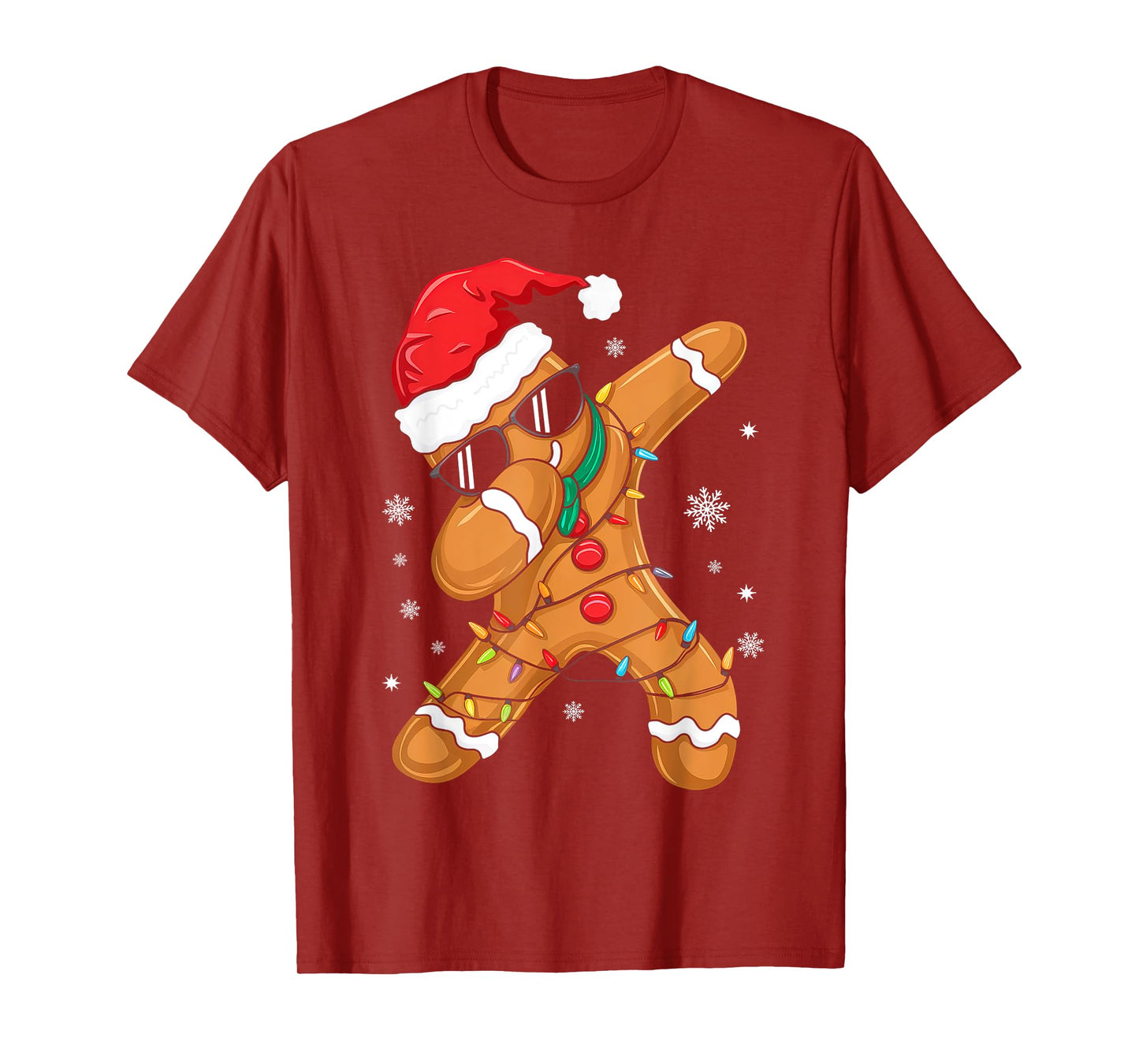 Dabbing Gingerbread Santa Christmas Family Matching Pajamas T-Shirt