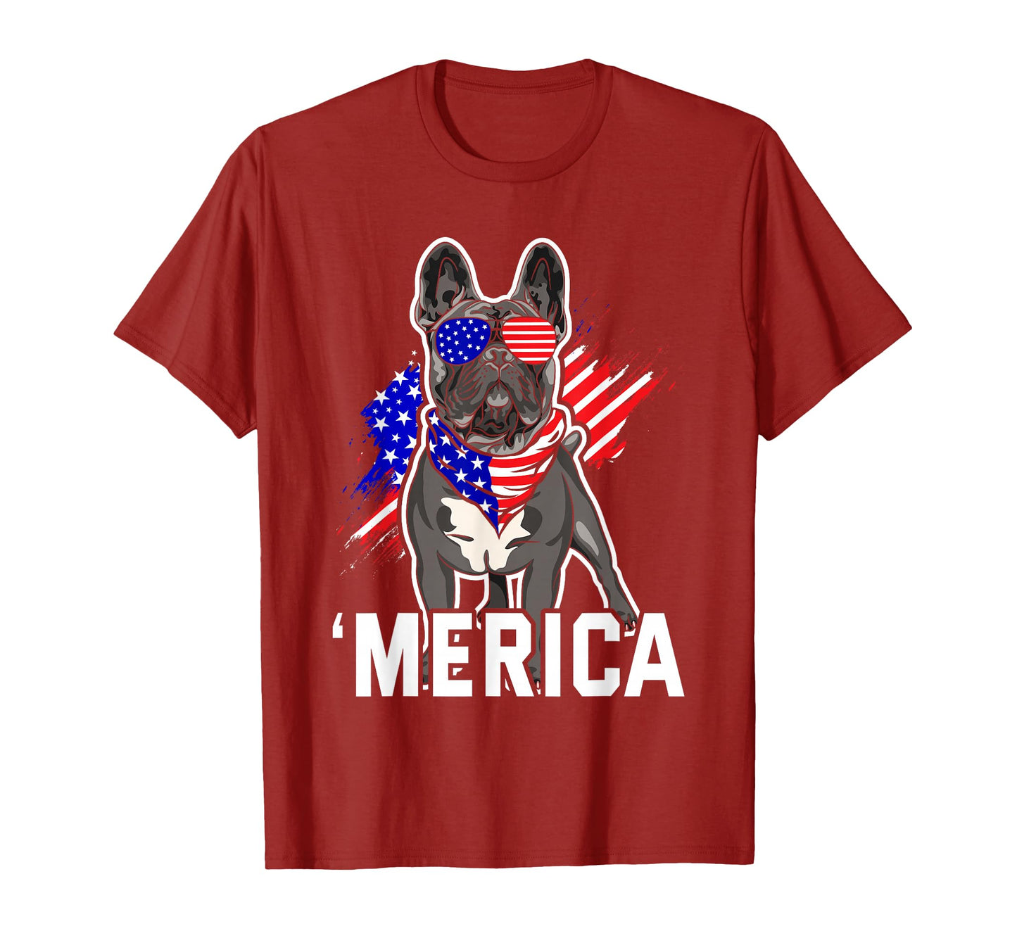 Merica French Bulldog American Flag 4th of July Frenchie T-Shirt