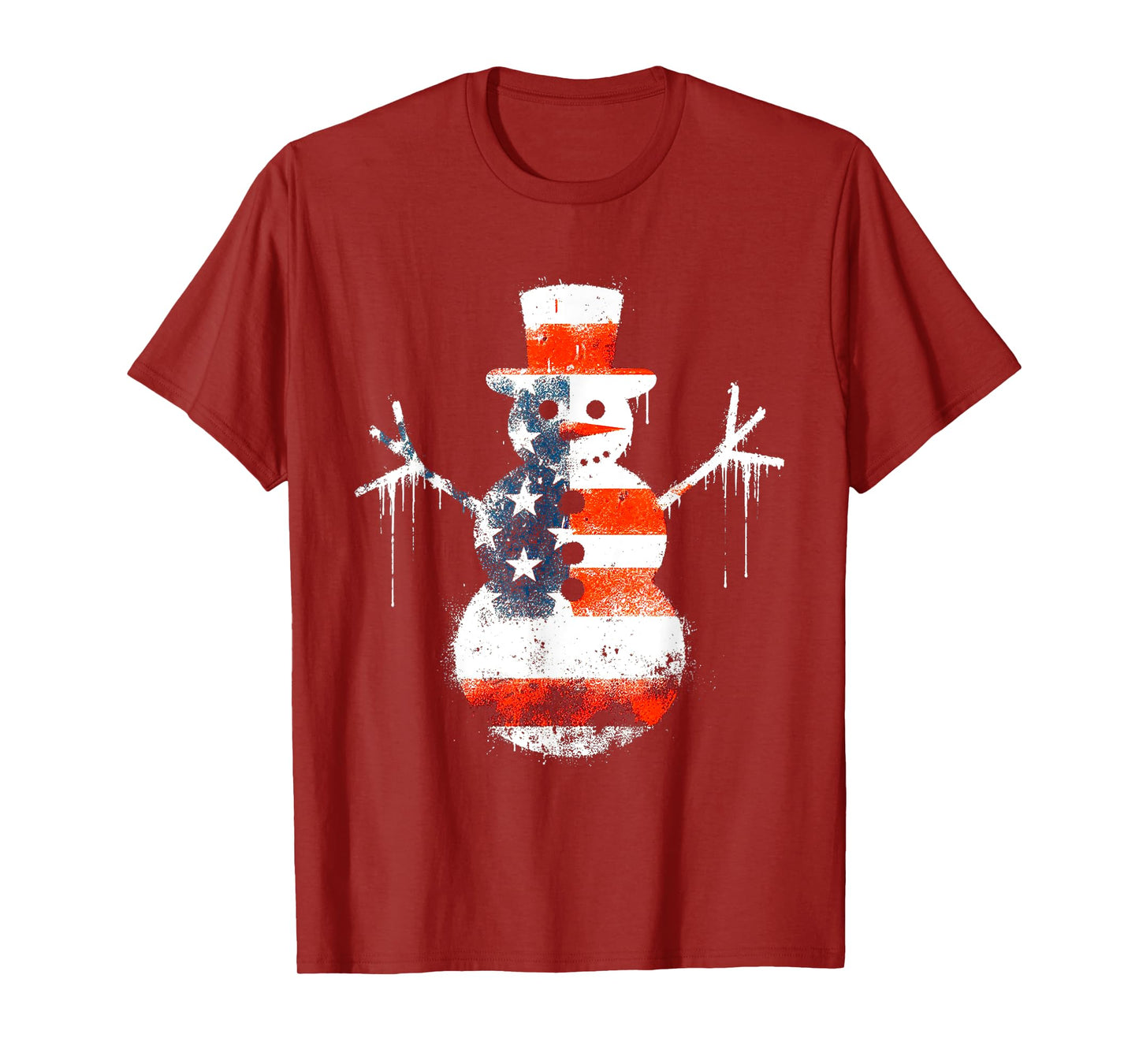 Snowman American Flag - Patriotic USA Snowman Xmas Lover T-Shirt
