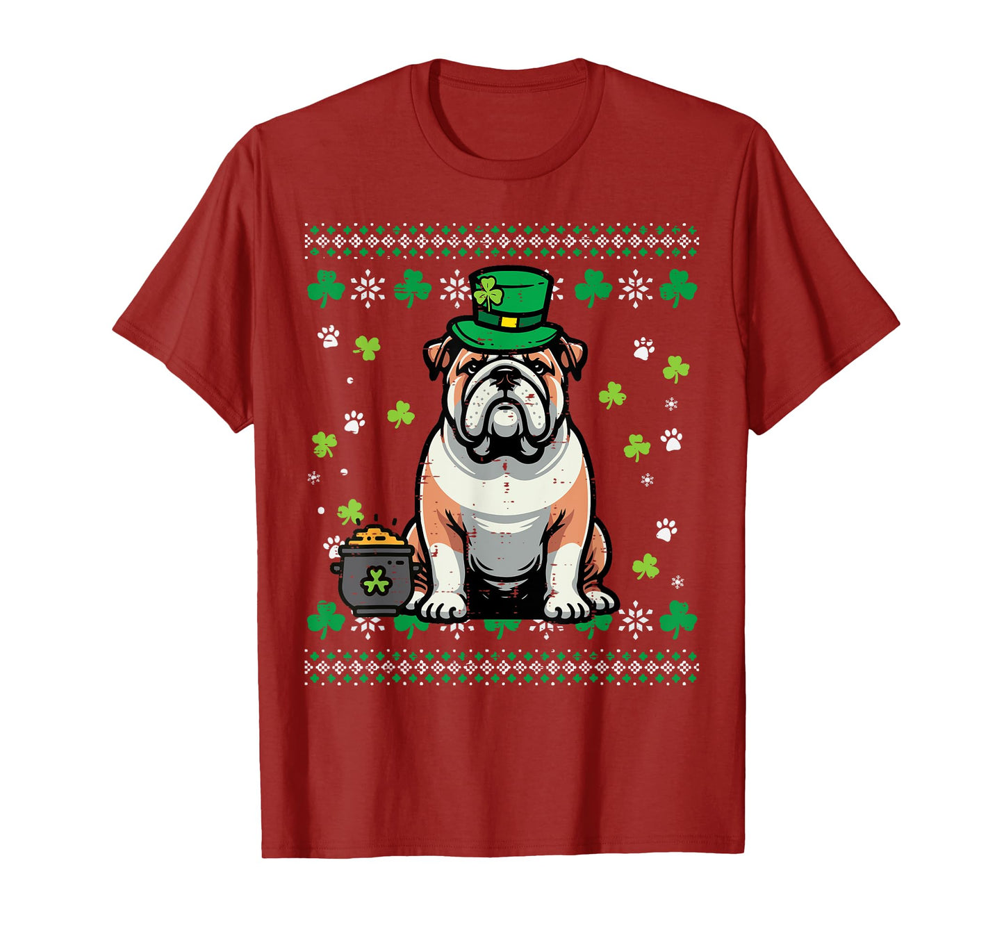 St Patricks Dog English Bulldog Saint Paddys Men Women Kids T-Shirt