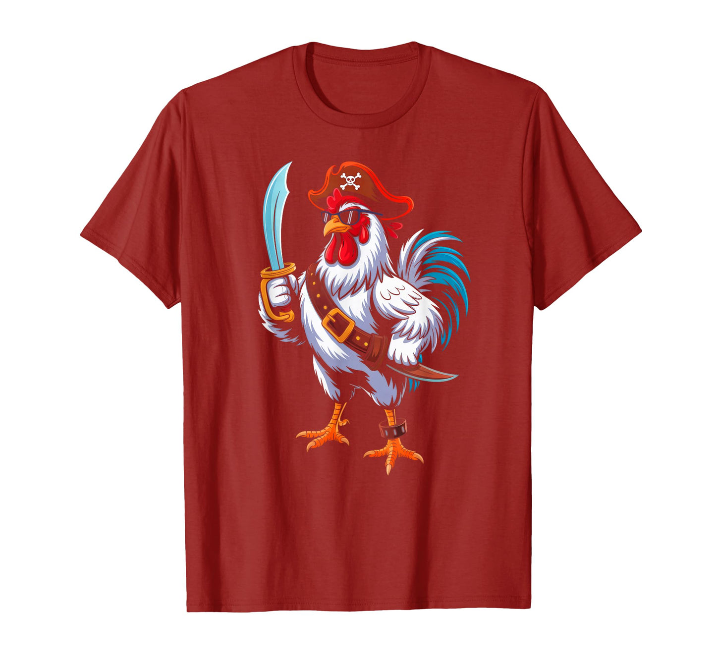 Chicken Halloween Costume Men Women Farmer Chicken Pirate T-Shirt