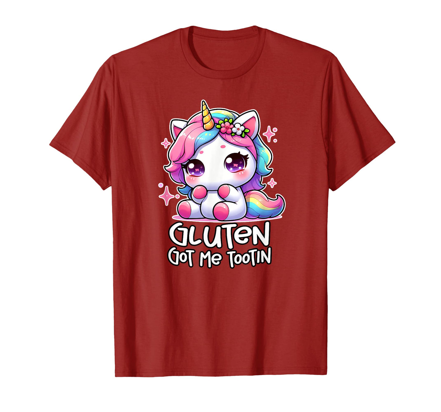 GLUTEN GOT ME TOOTIN celiac funny gluten free gifts unicorn T-Shirt