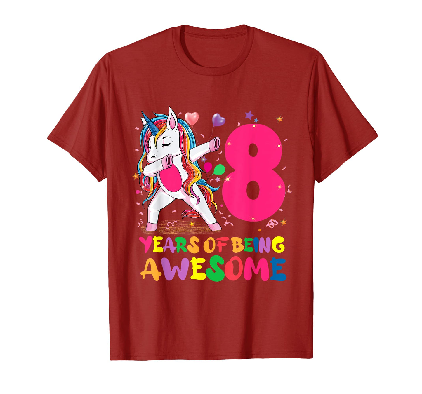 8 Years Old Unicorn Flossing 8th Birthday Unicorn Girl Party T-Shirt