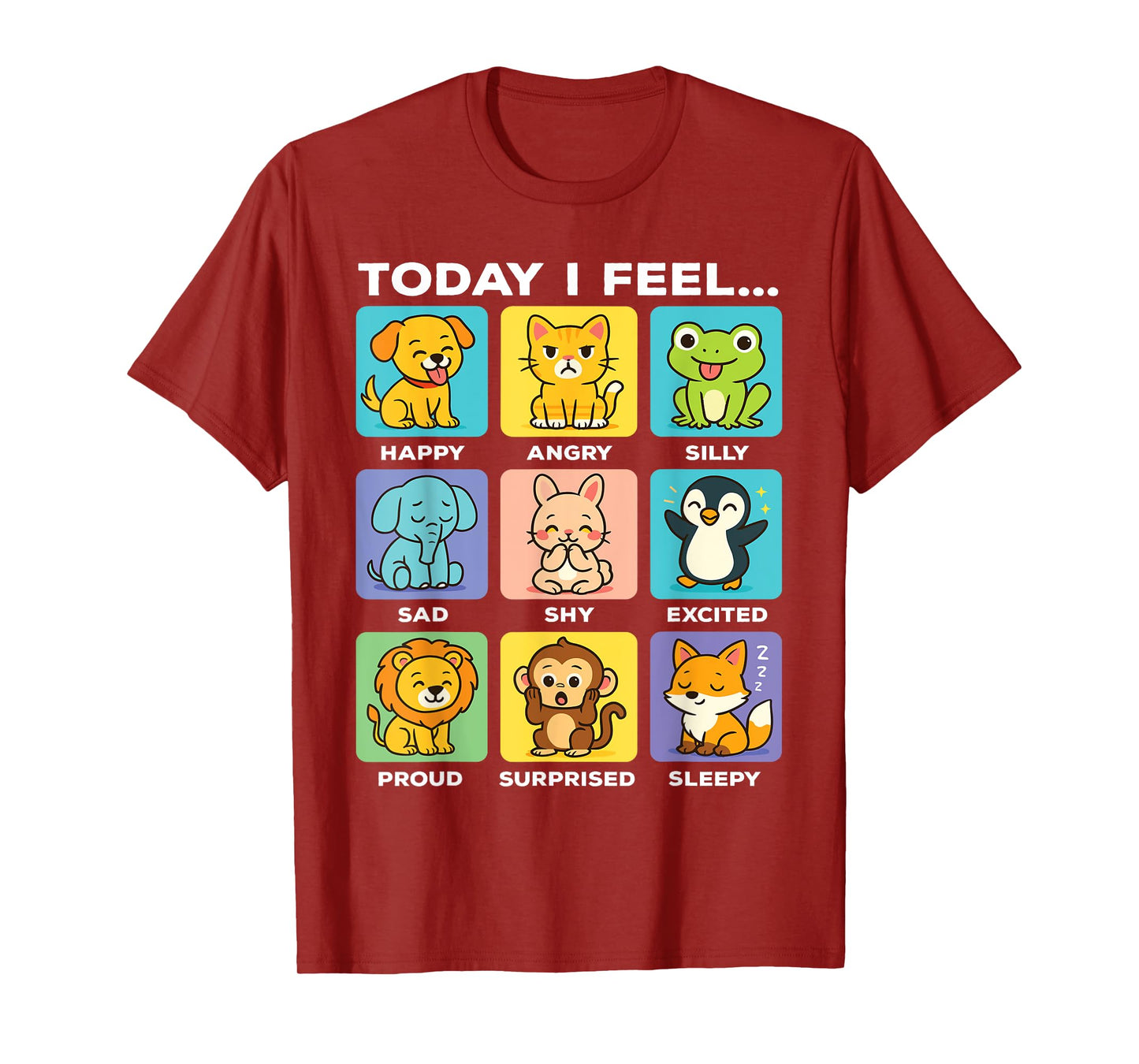Today I Feel... Funny Animals Emotional Boxes Emotions Kids T-Shirt