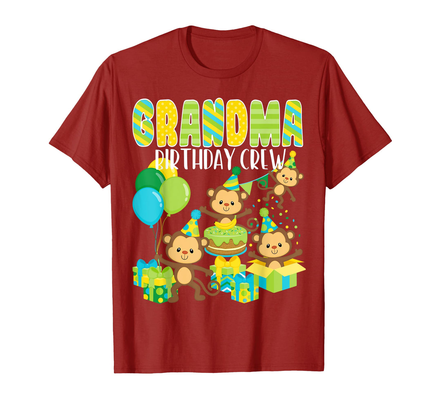 Birthday Party Monkey Grandma Birthday Crew Family Matching T-Shirt