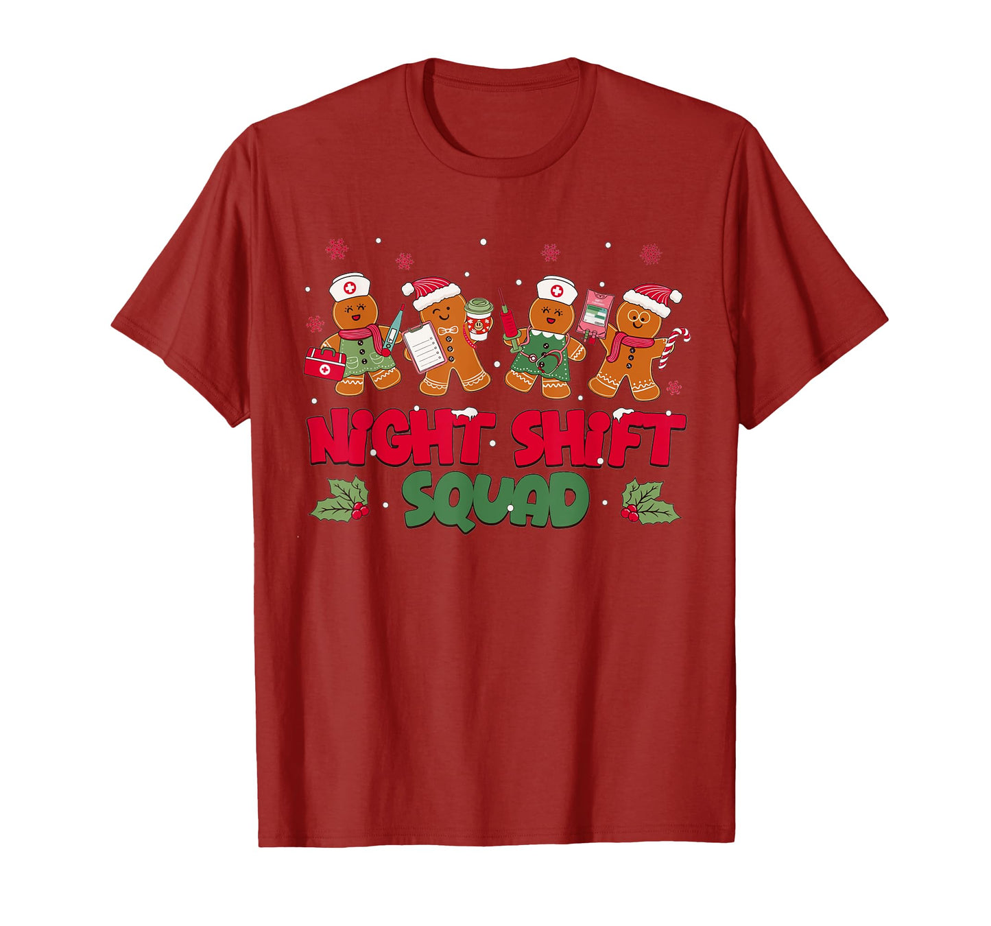 Nurse Christmas Night Shift Squad Gingerbread RN ER ED T-Shirt