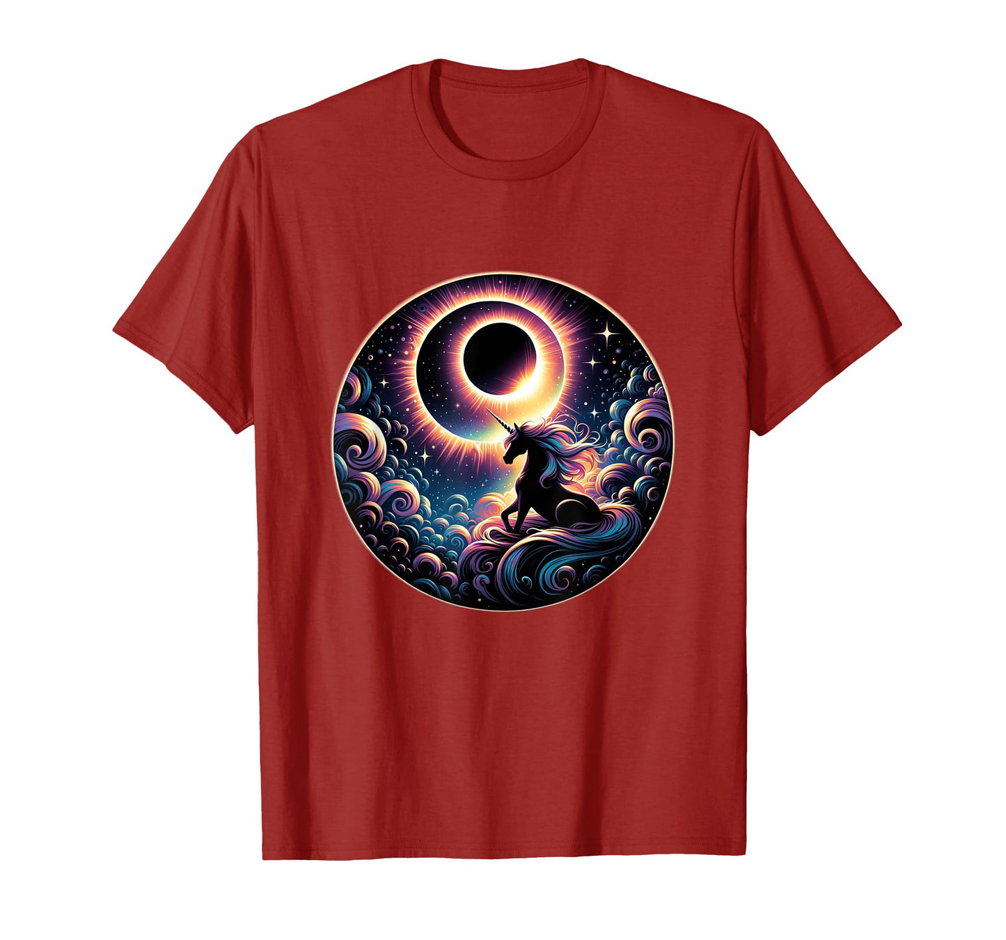 Total Solar Eclipse Apirl 08 2024 With Unicorn Graphic T-Shirt