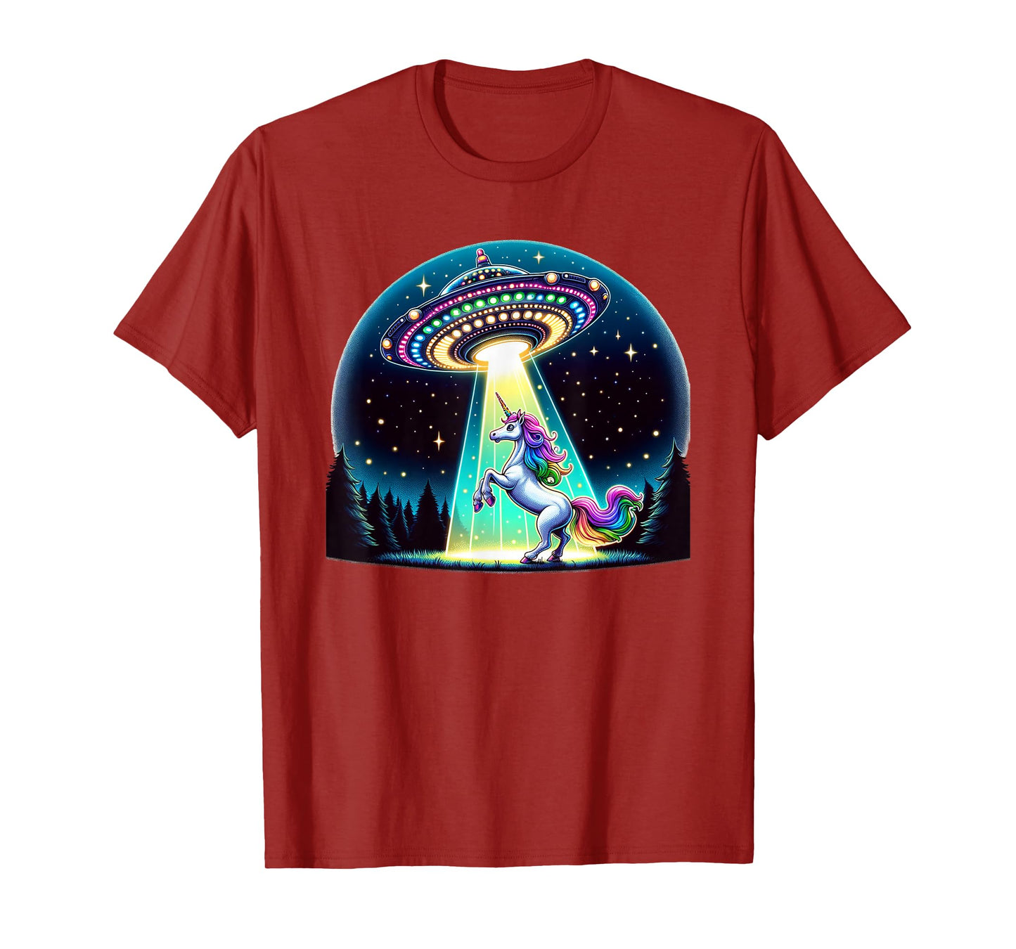 Rainbow Unicorn Abduction Alien Invasion Funny UFO Spaceship T-Shirt