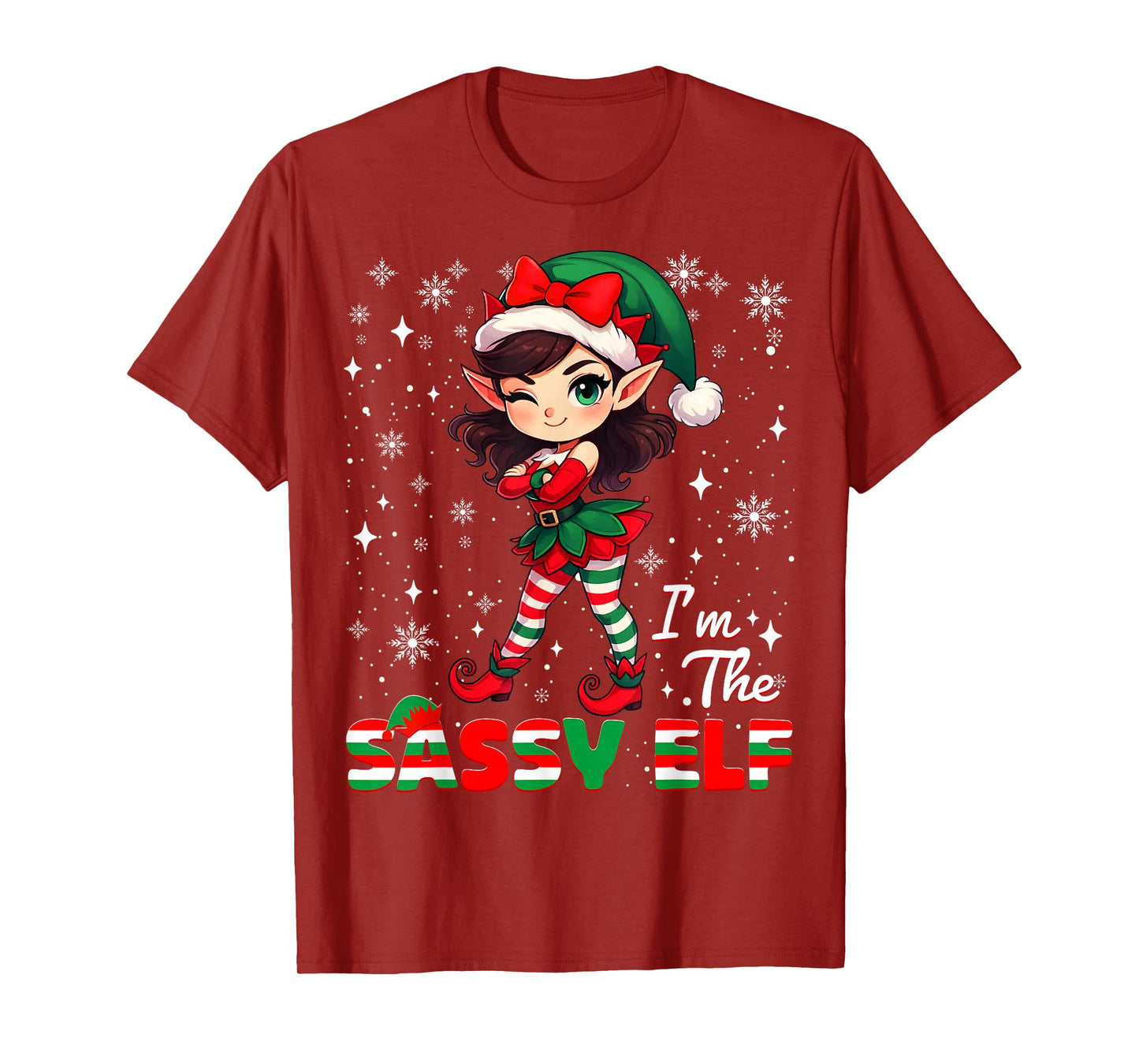 Im The Sassy Elf Cute Snowflake Christmas Xmas Girl Women T-Shirt
