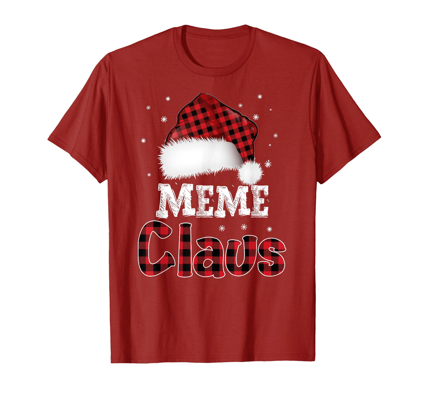 Meme Claus Christmas Red Plaid Pajama Family Matching T-Shirt