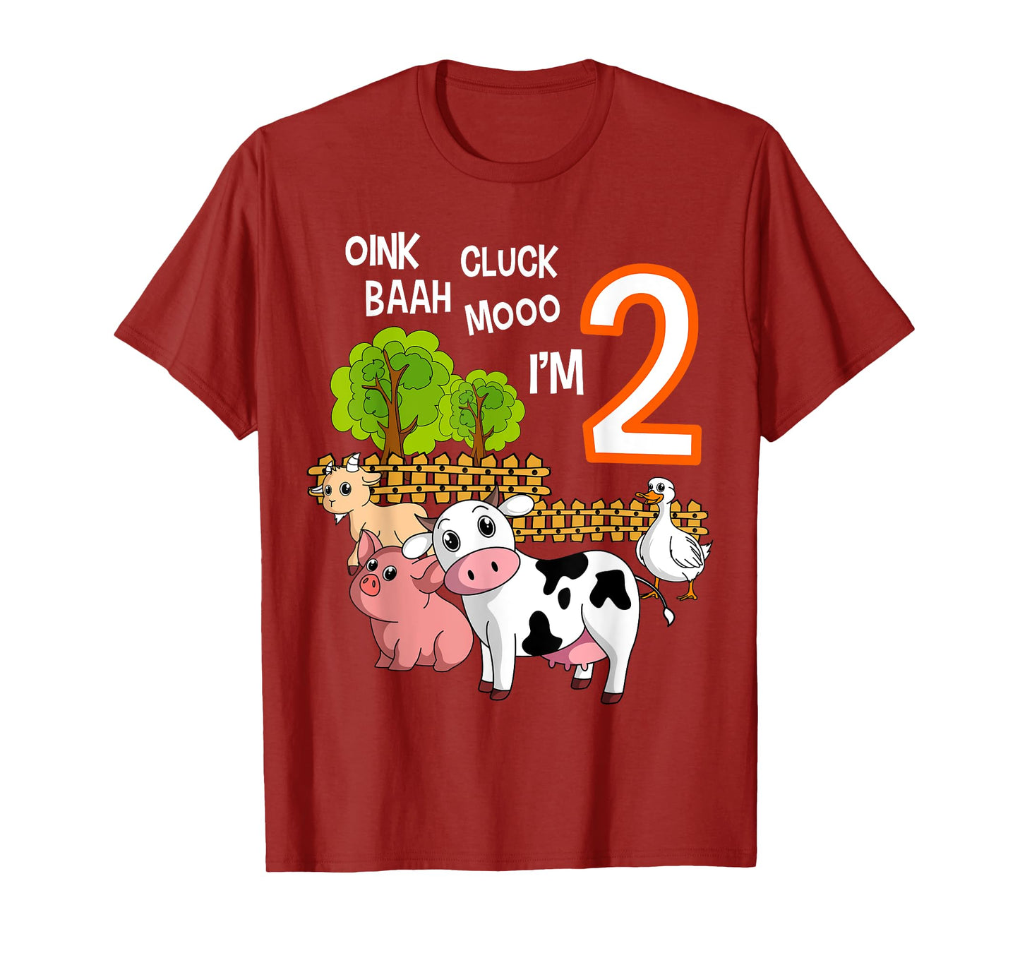 Oink Cluck Baah Mooo I'm 2 Farm Animal 2nd Birthday Party T-Shirt