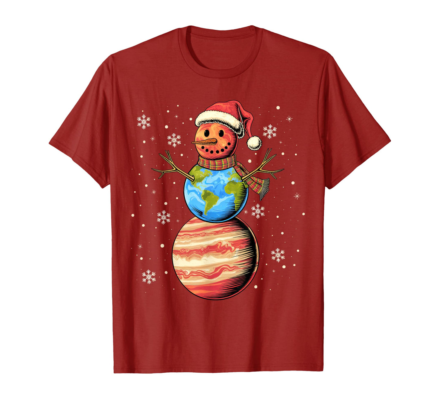 Planets Snowman Space Funny Christmas Astronomy for Kids T-Shirt