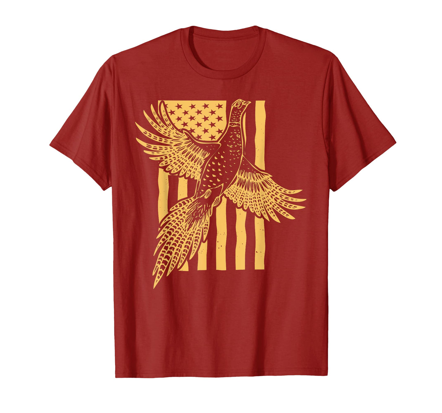 Vintage Pheasant Bird Hunter American Flag Hunting Father T-Shirt