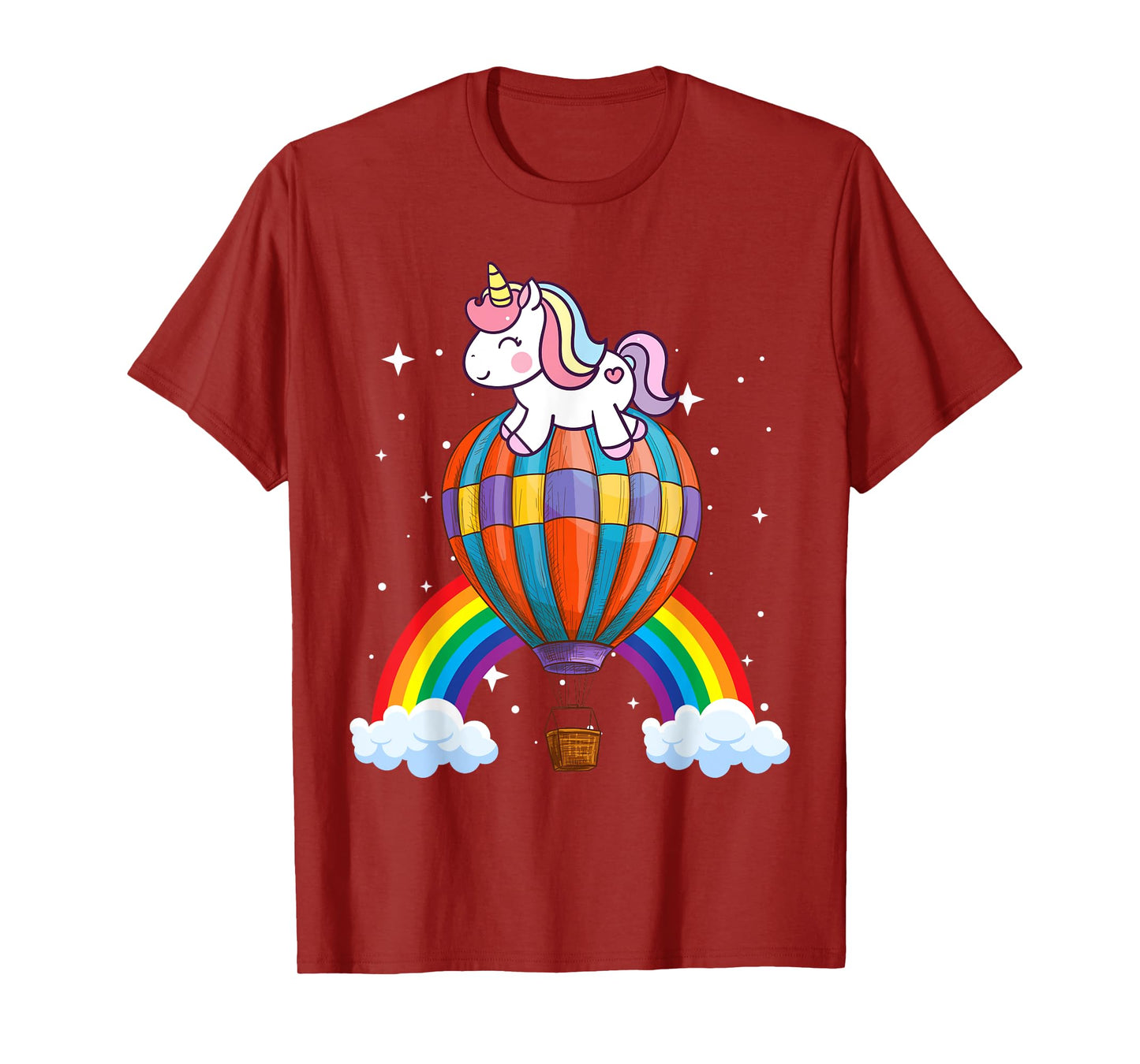 Unicorn Riding Hot Air Balloon Boys Girls Men Women Kids T-Shirt