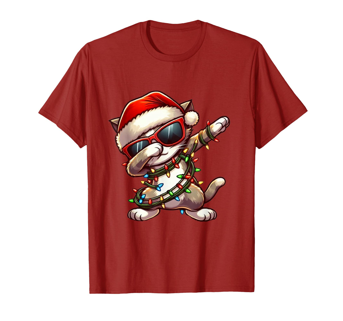 Funny Christmas Cat Dabbing Cute Meowy Xmas Men Women Cat T-Shirt