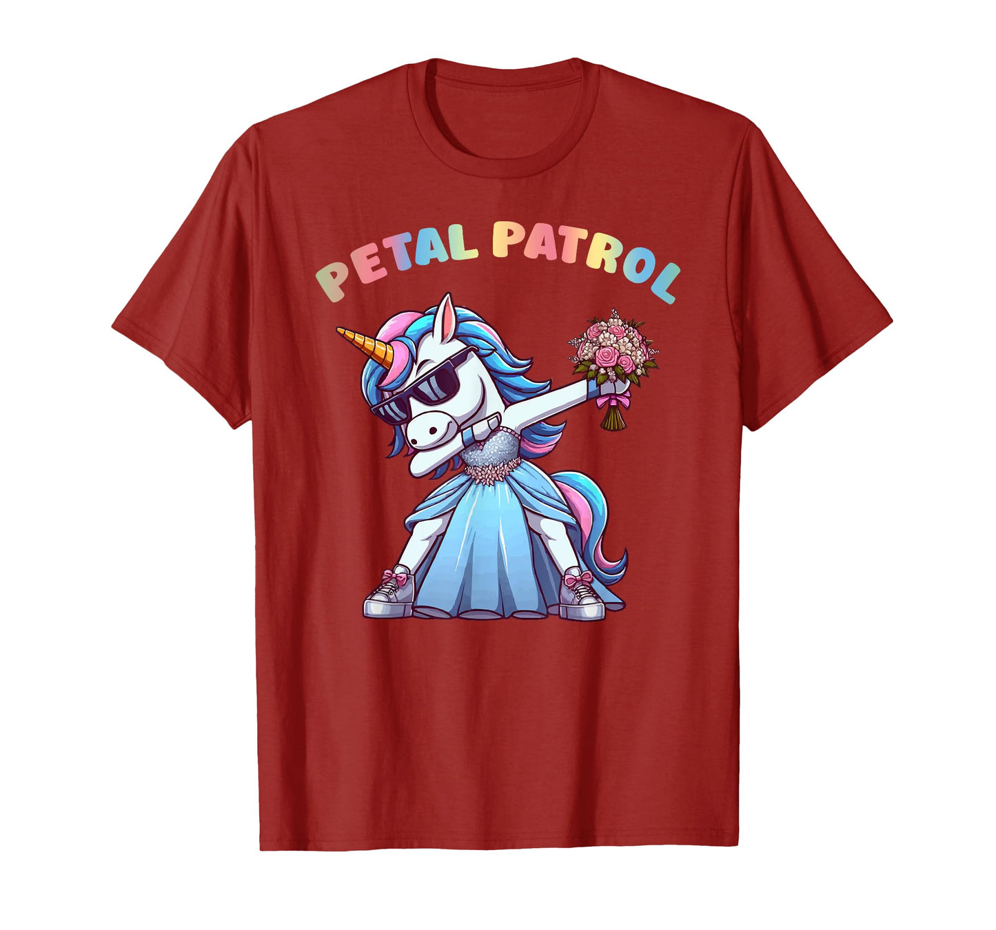 Wedding Petal Patrol Flower Girl Unicorn Tee Bridesmaid T-Shirt