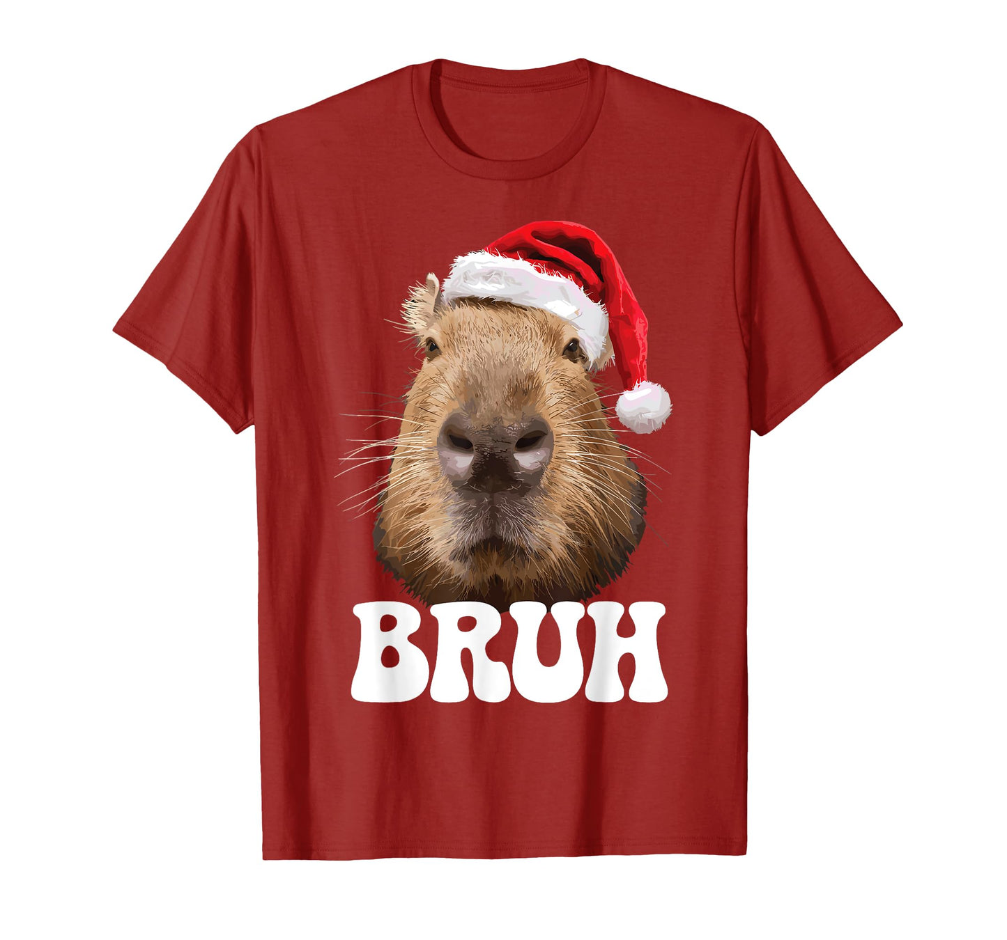 Capybara Bruh Funny Santa Hat Christmas Season Capybara T-Shirt