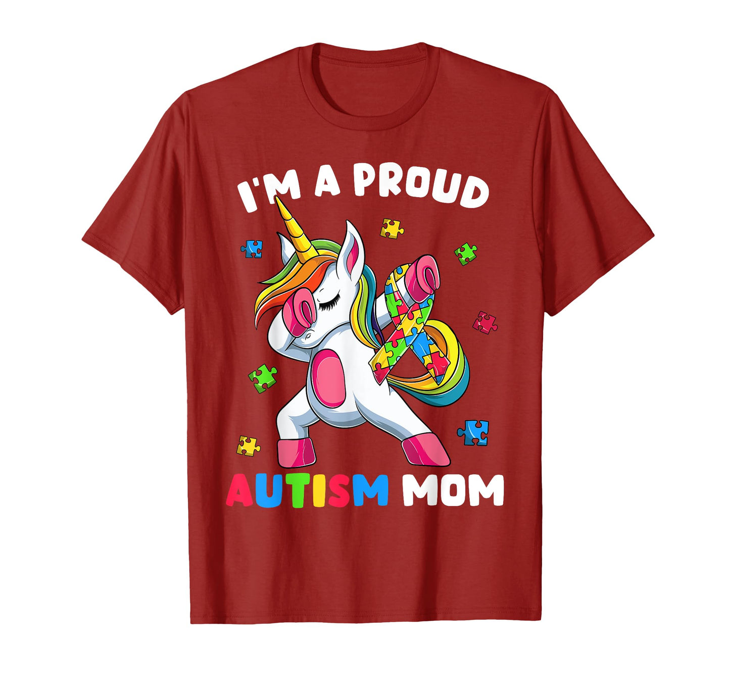 Proud Autism Mom Dab Dance Shirts, Women's Dabbing Unicorn T-Shirt