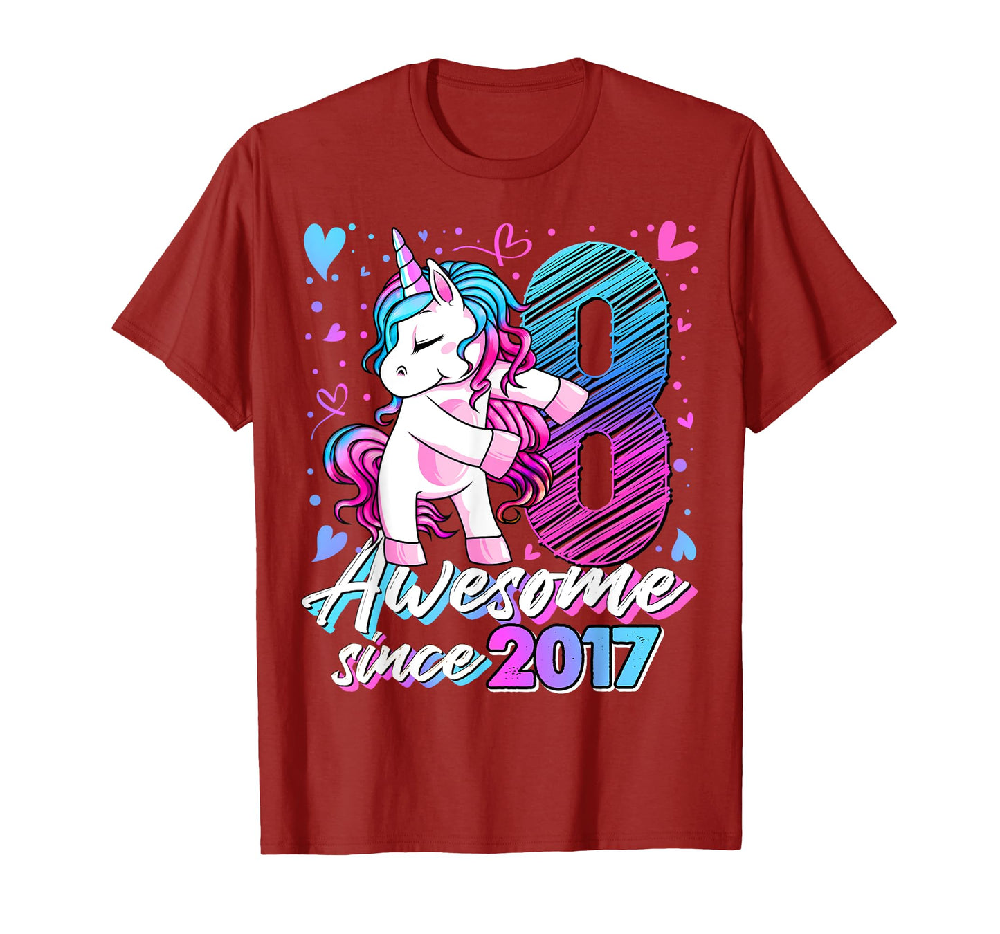 8 Year Old Unicorn Gifts For Girls 8th Birthday Girl Party T-Shirt