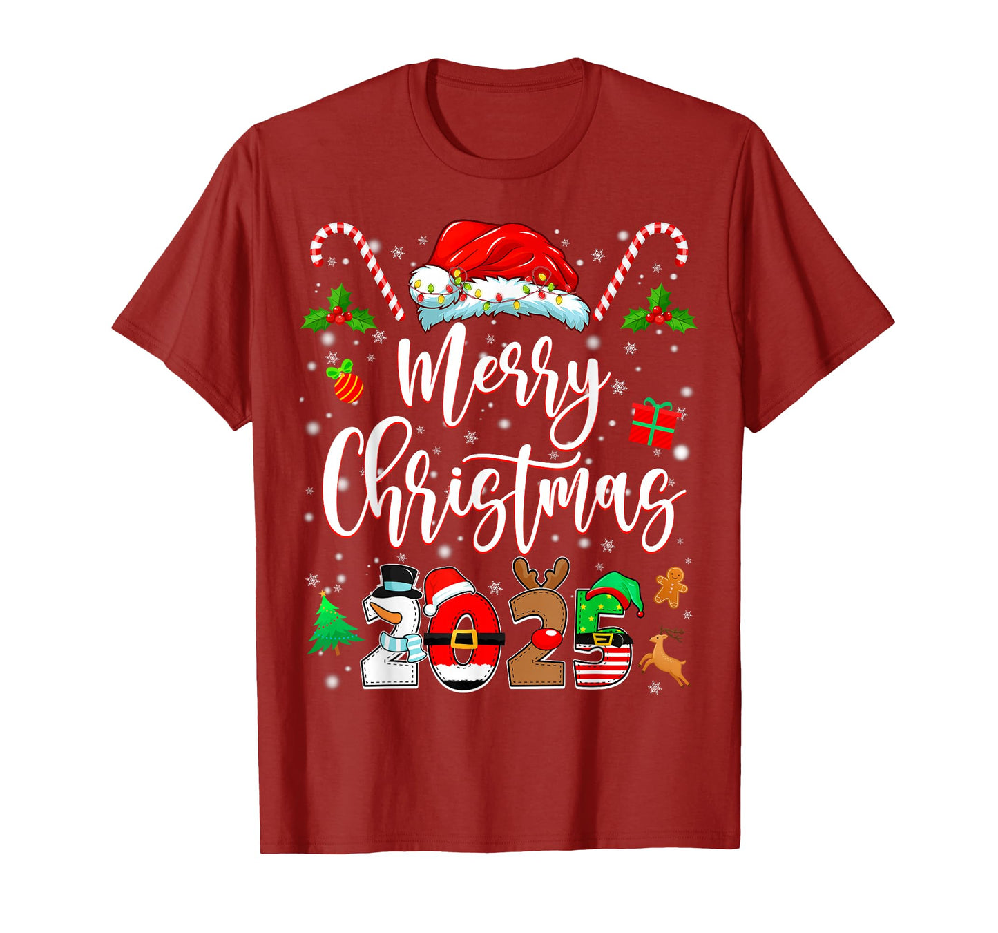 Merry Christmas 2025 Family Matching Pajamas Xmas Men Women T-Shirt