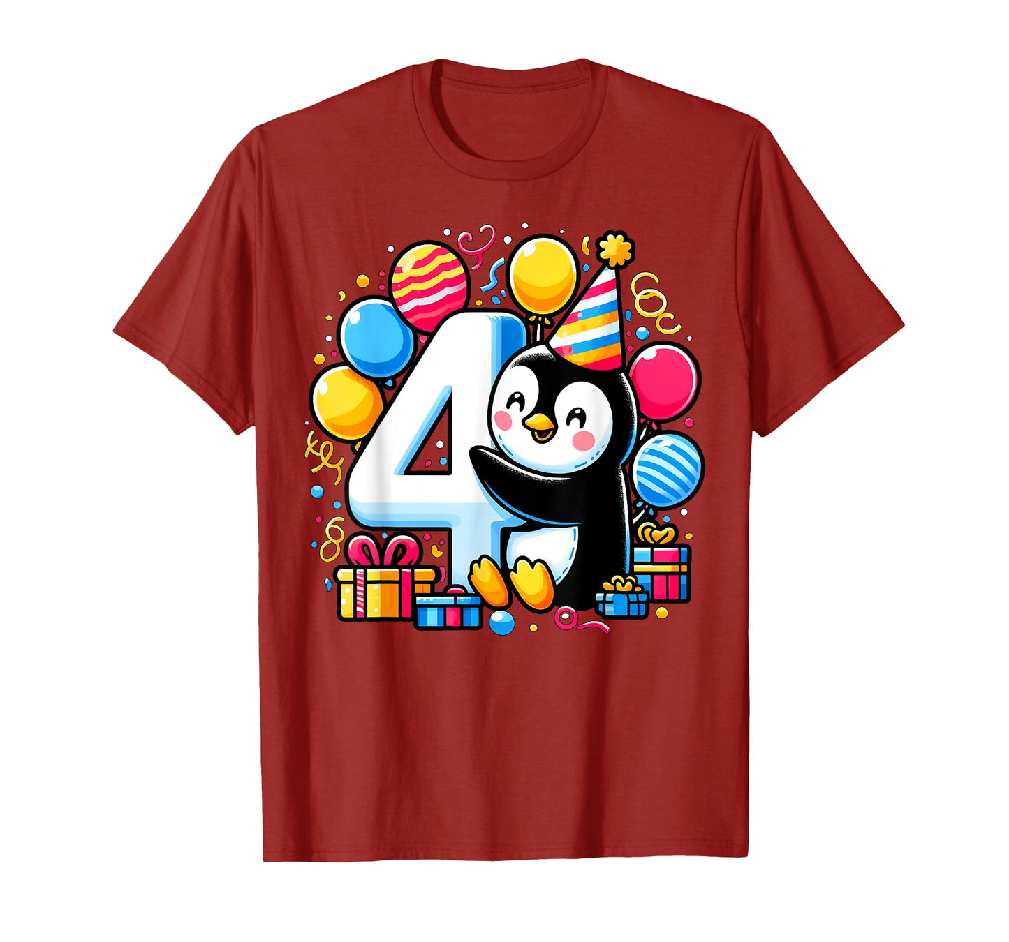 Penguin 4th birthday boy girl 4 year old fourth four Penguin T-Shirt
