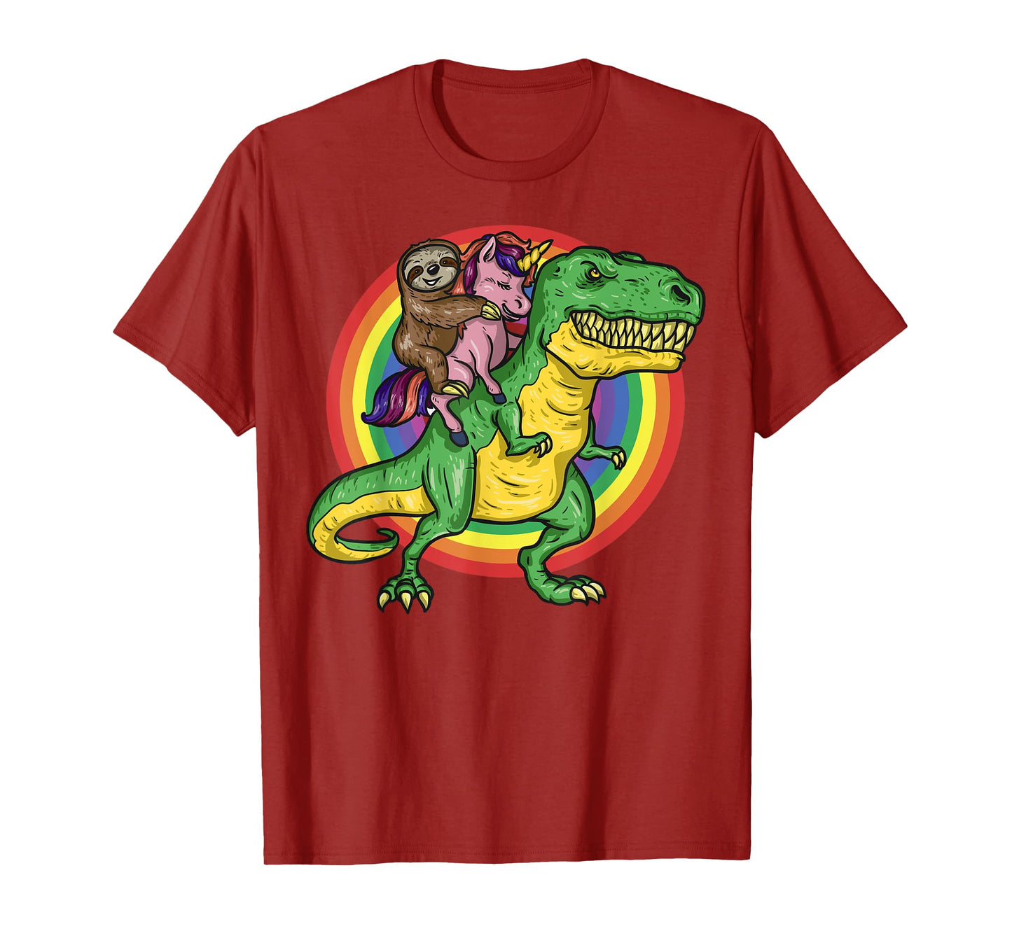 Sloth Unicorn Riding Trex Dinosaur Animal Lover Kids Gift T-Shirt
