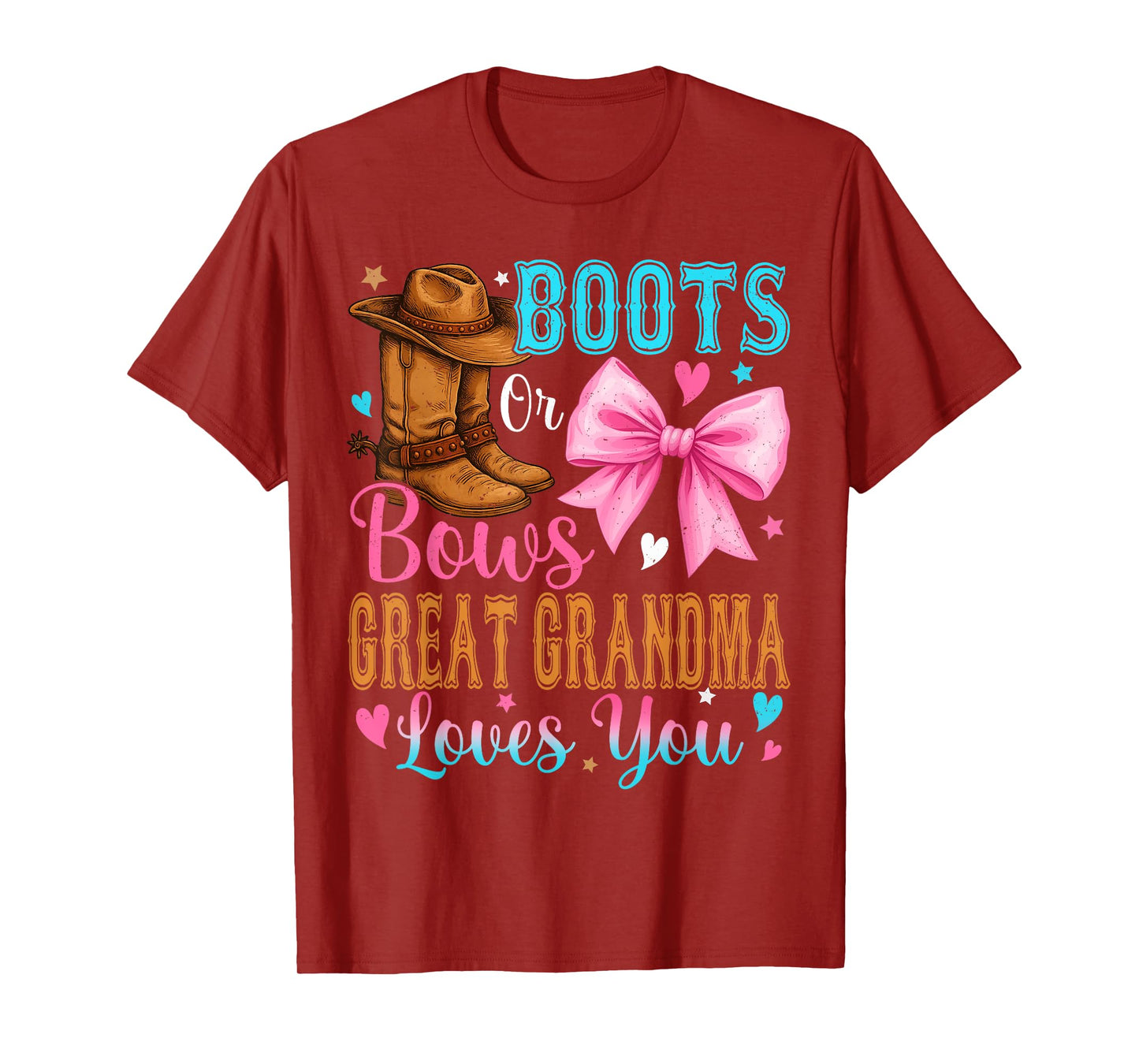 Boots or Bows Great Grandma Loves You Gender Reveal Family T-Shirt