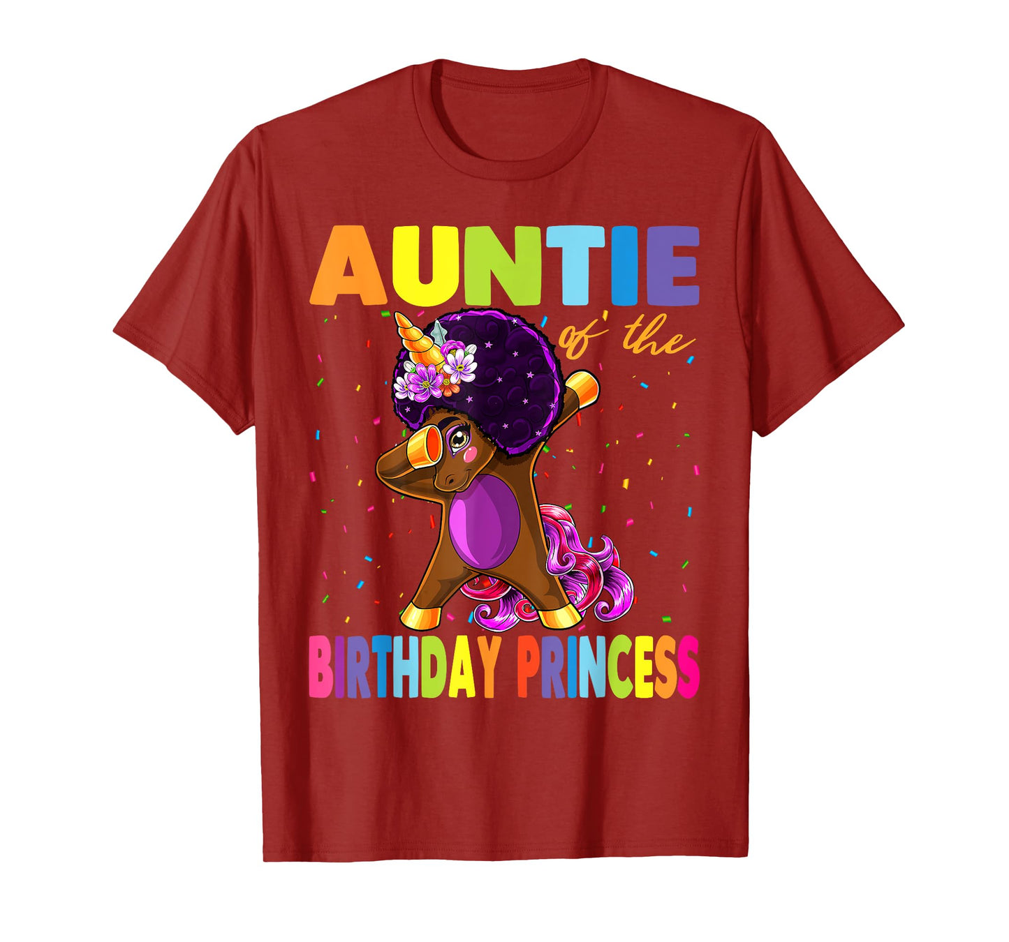 Dabbing Unicorn Afro Auntie of the Birthday Princess T-Shirt