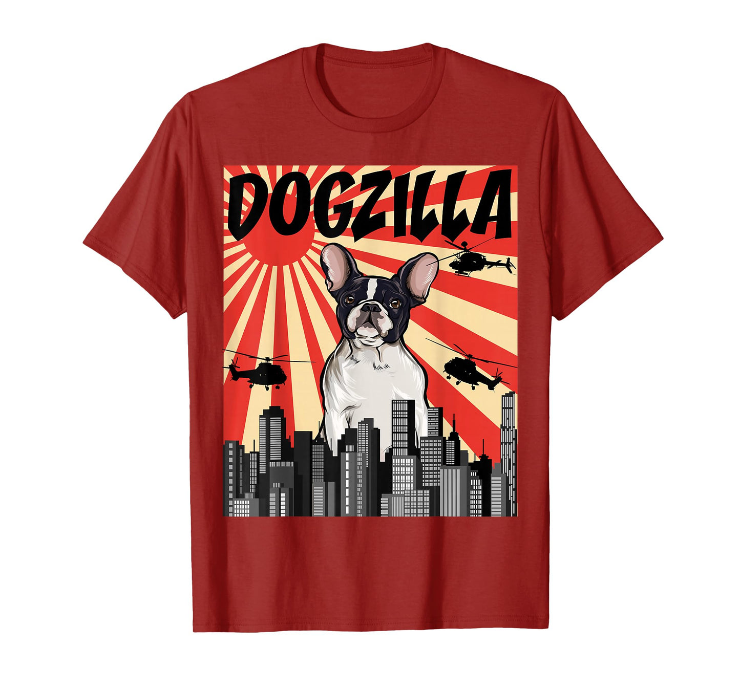 Funny Retro Japanese Dogzilla French Bulldog T-Shirt for Men Women
