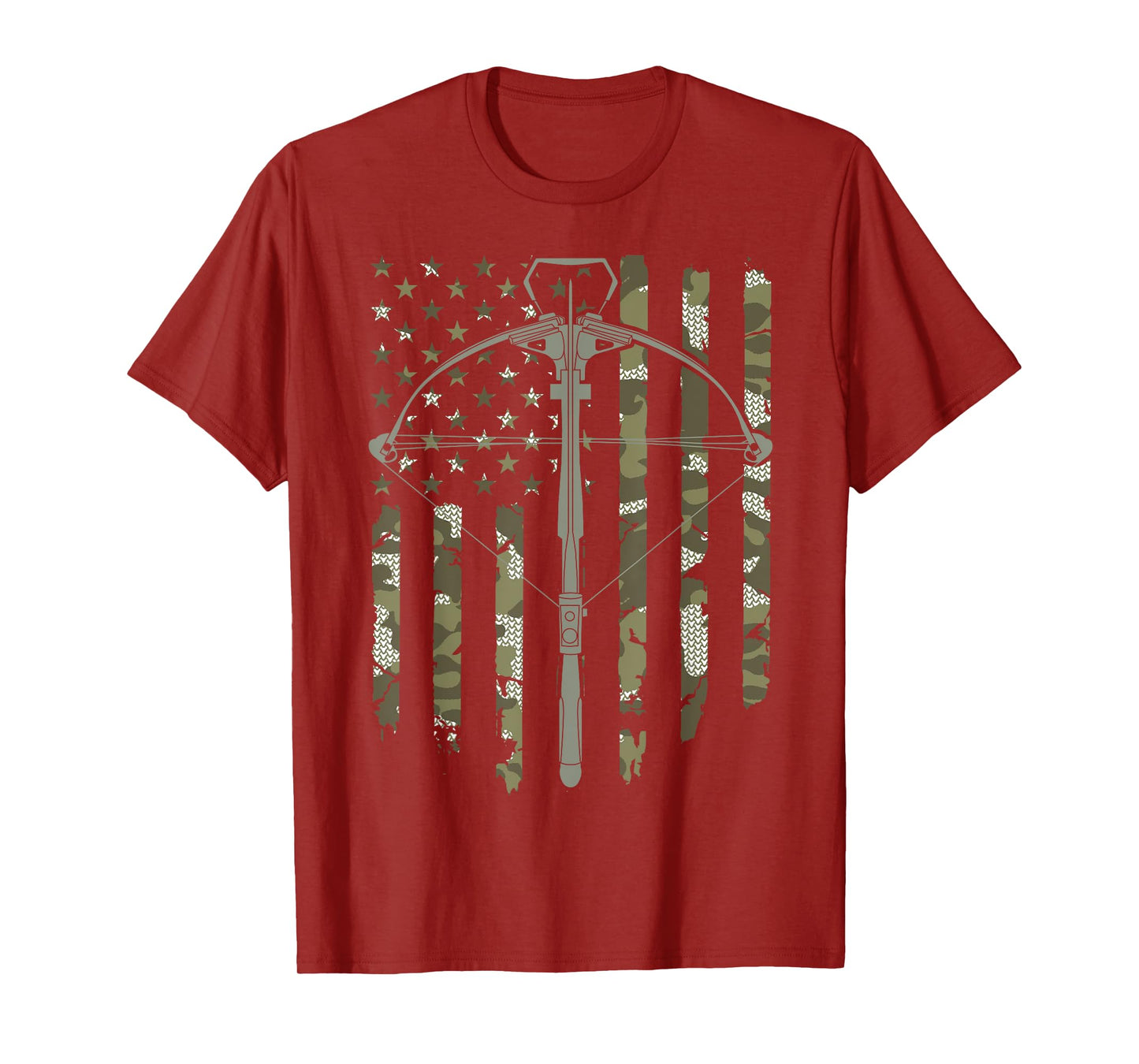 Crossbow Hunting Vintage American Flag Camouflage Women Men T-Shirt