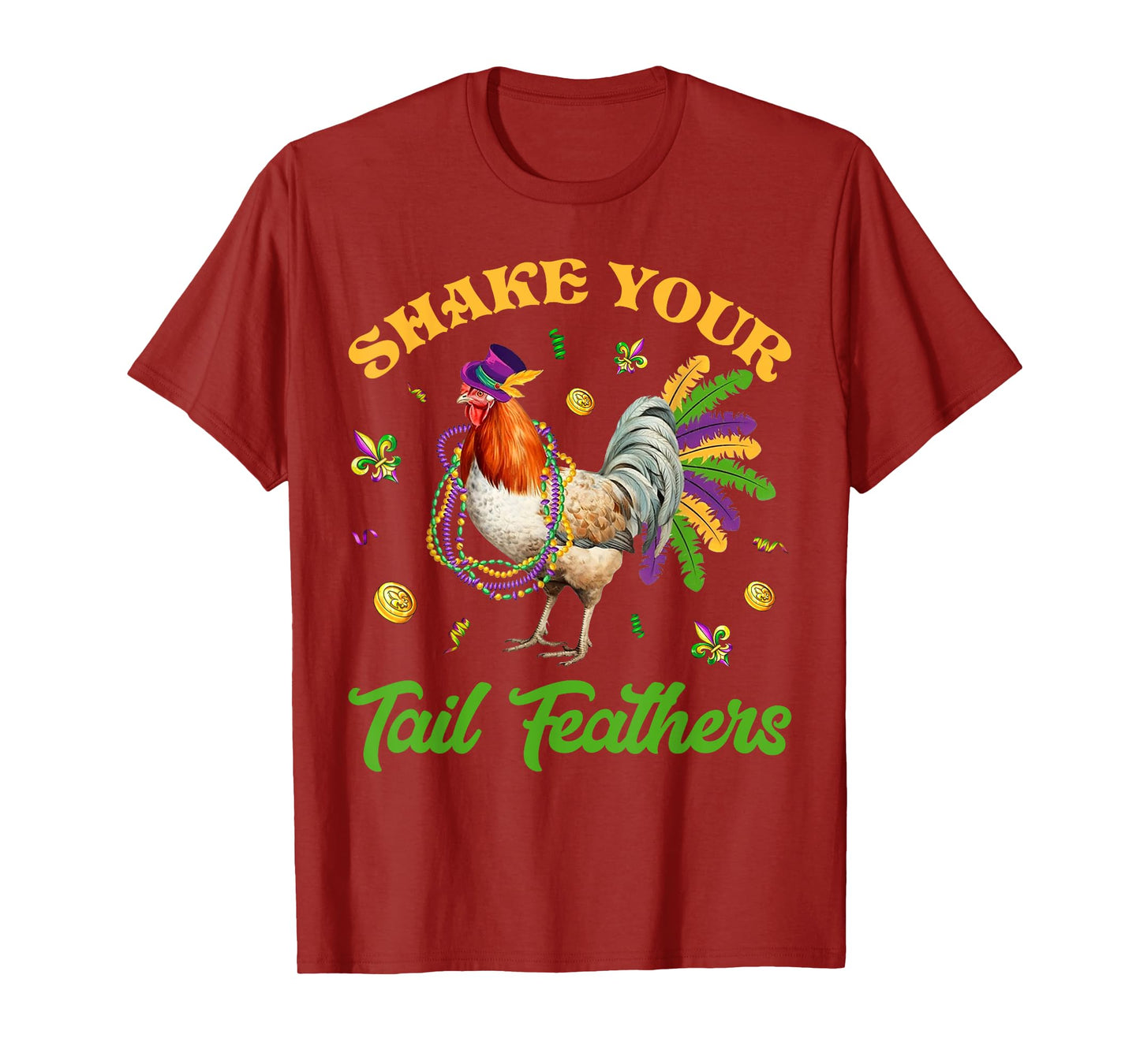 Shake Your Tail Feathers Mardi Gras Chicken Beads Women T-Shirt