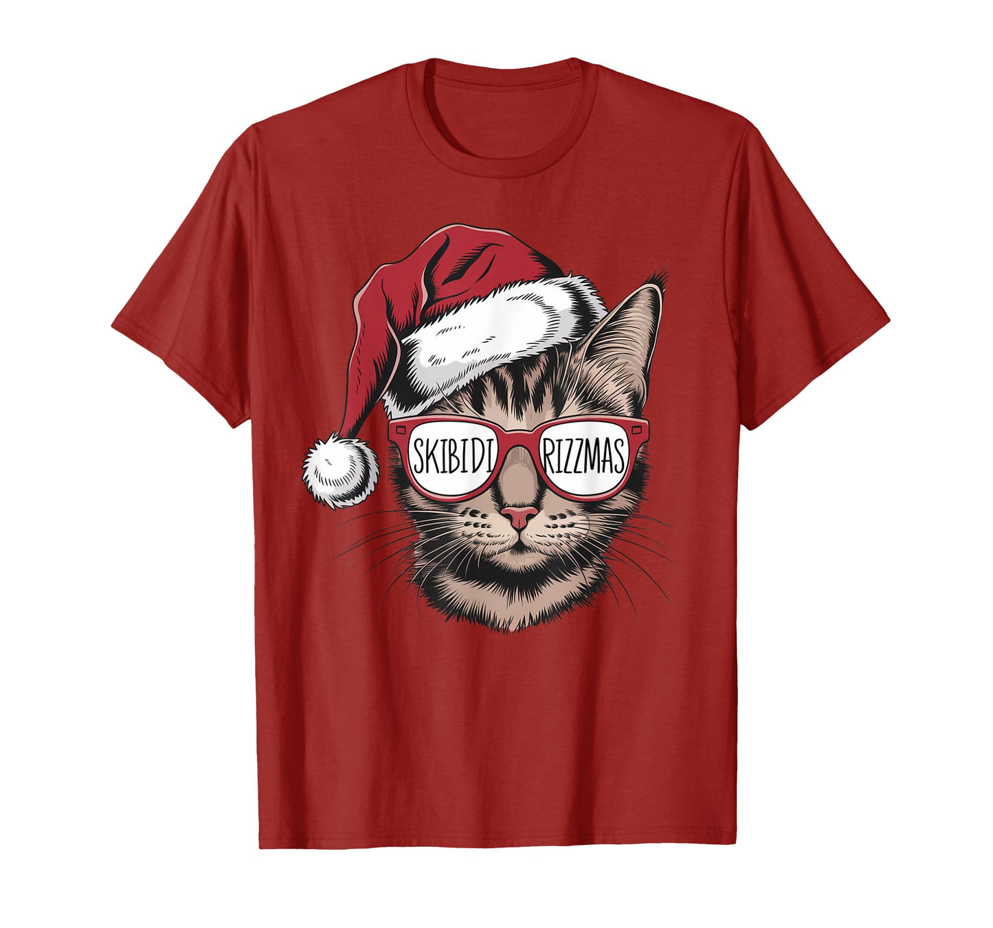 Cat Sunglasses Skibidi Rizzmas Christmas Rizz Santa Claus Men Women Kids T-Shirt