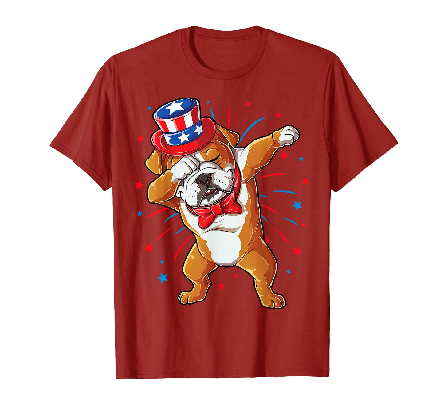 Dabbing English Bulldog 4th of July T shirt Men USA Flag T-Shirt