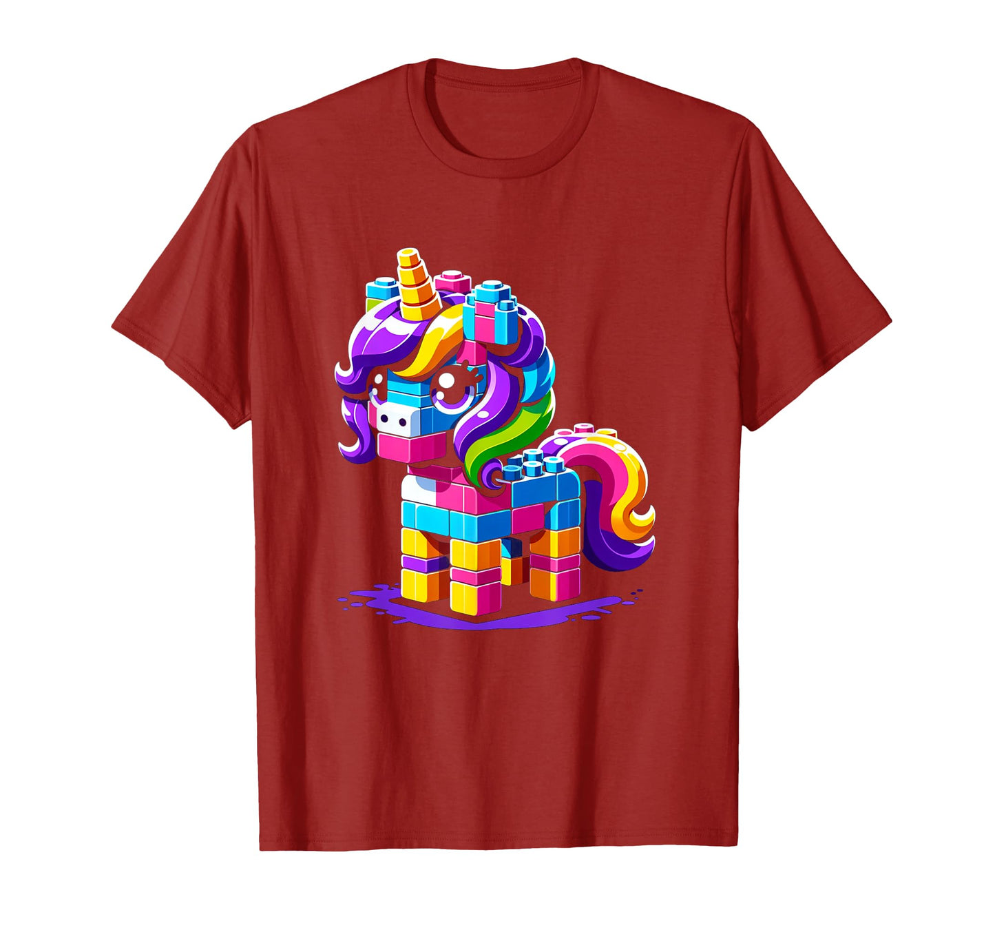 Block Building Unicorn Lover Master Builder Bricks T-Shirt