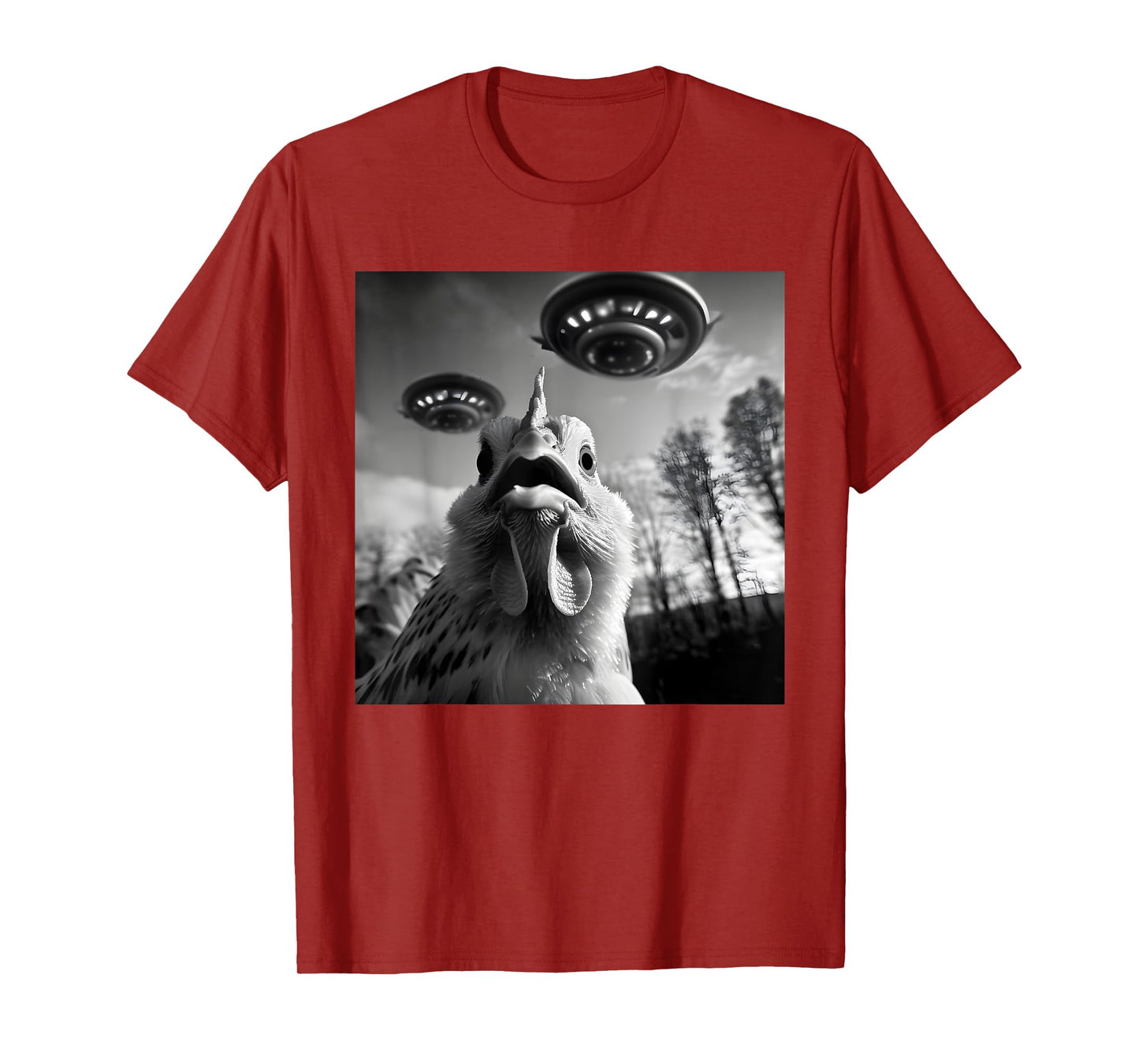 Chicken Alien UFO Funny Graphic Tee For Men Women T-Shirt