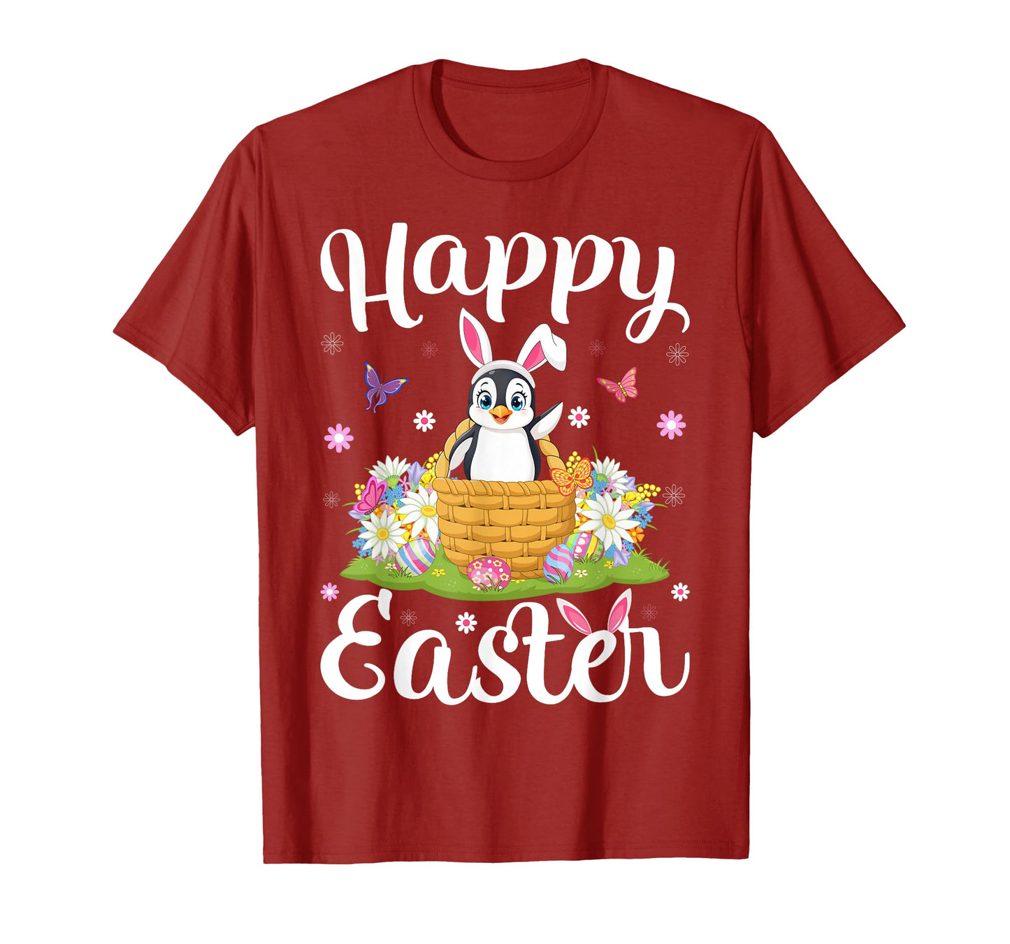 Penguin Happy Easter Egg Hunt Bunny Ear Penguin Easter T-Shirt