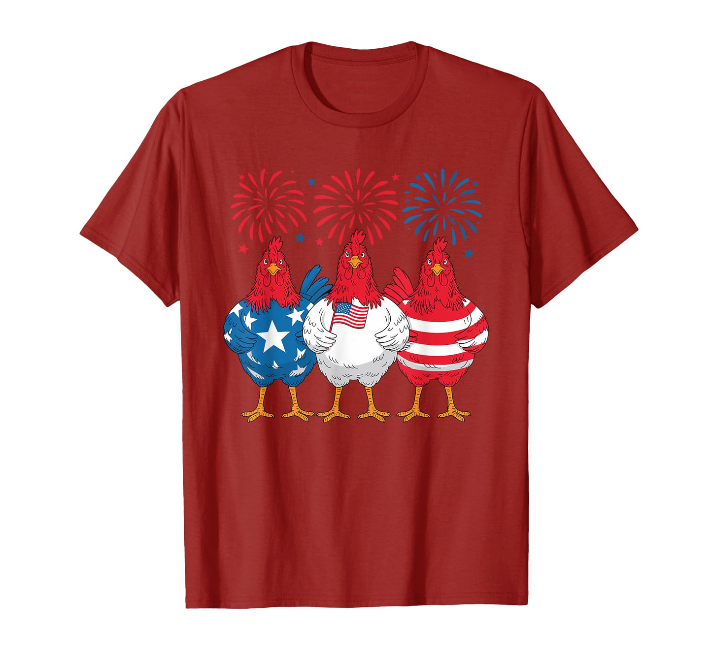 Patriotic Chicken Fireworks 4th of July USA Pride T-Shirt