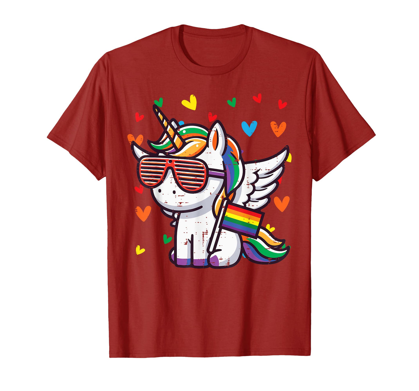 Gay Pride Unicorn Sunglasses LGBTQ Ally Rainbow Women Girls T-Shirt