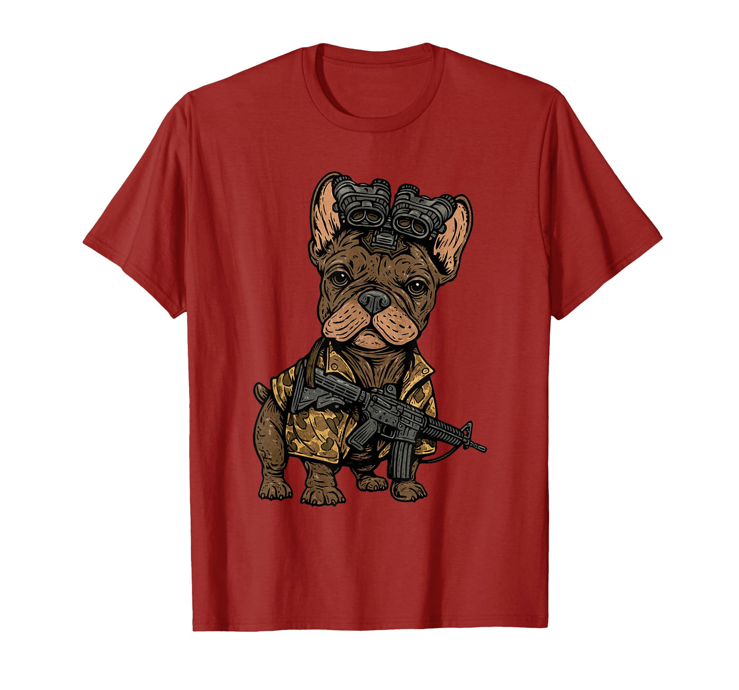 Tactical Frenchie Funny Dog Bulldog with NVG Meme T-Shirt