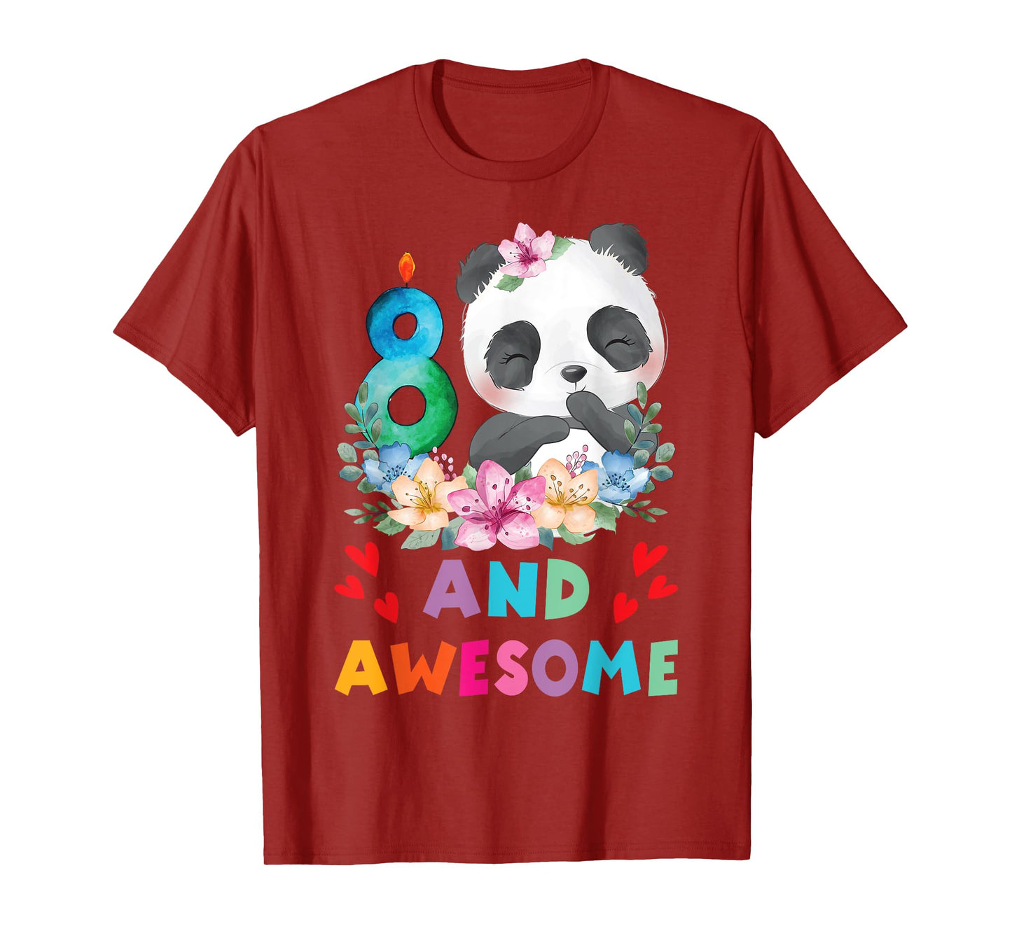 8 Years Old 8th Birthday Panda Unicorn Girl Party Gift T-Shirt