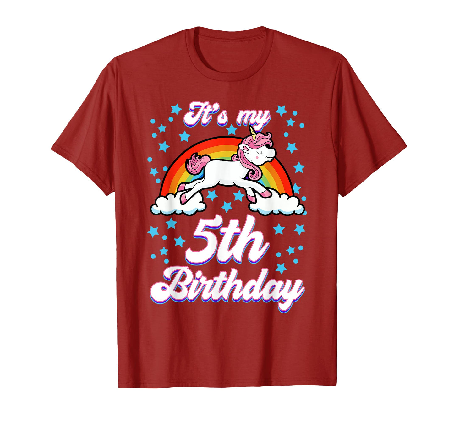 It's My 5th Birthday Unicorn Rainbow Bday Theme Party T-Shirt