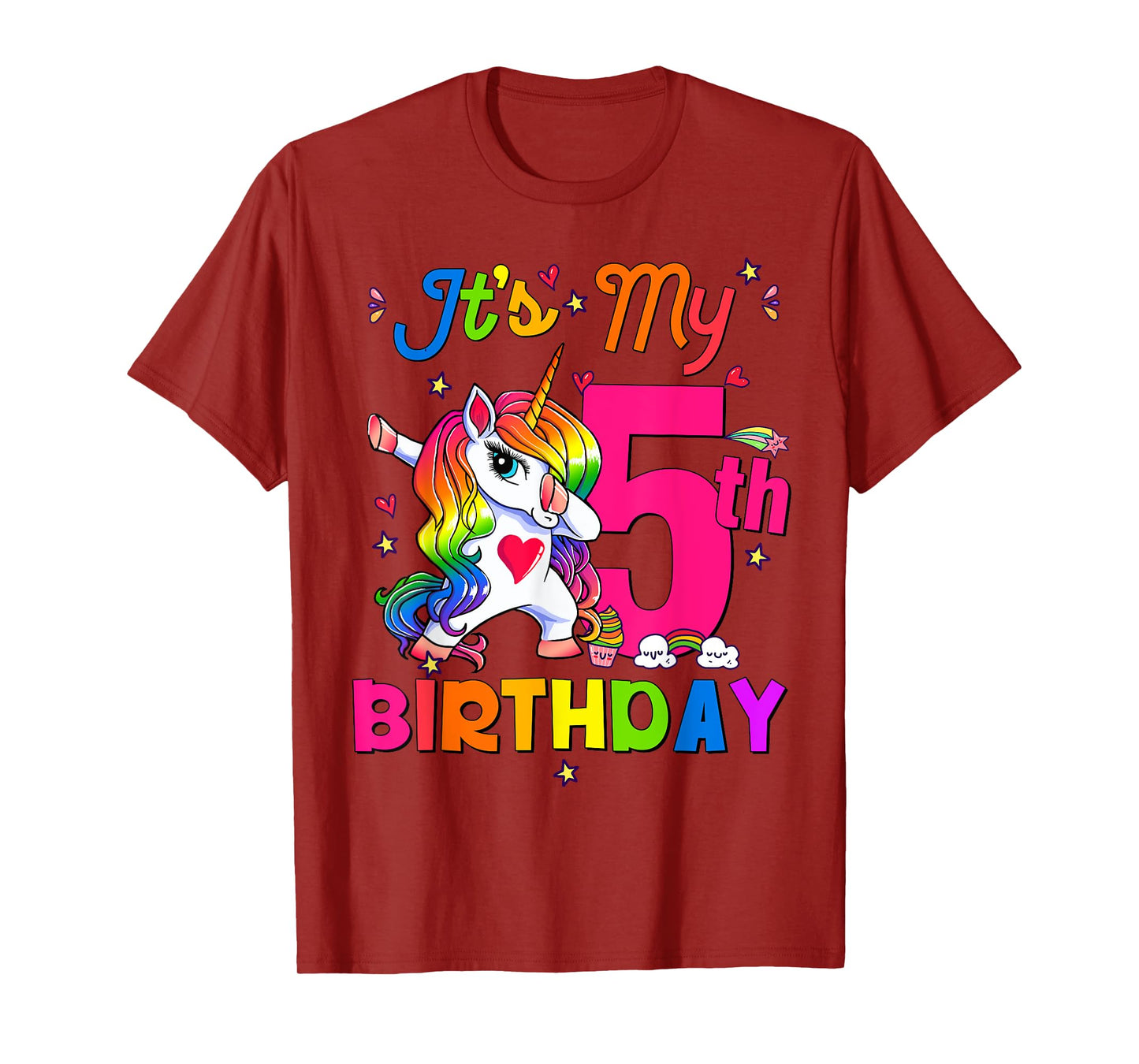5 Years Old Unicorn It's My 5th Birthday Girl Party T-Shirt