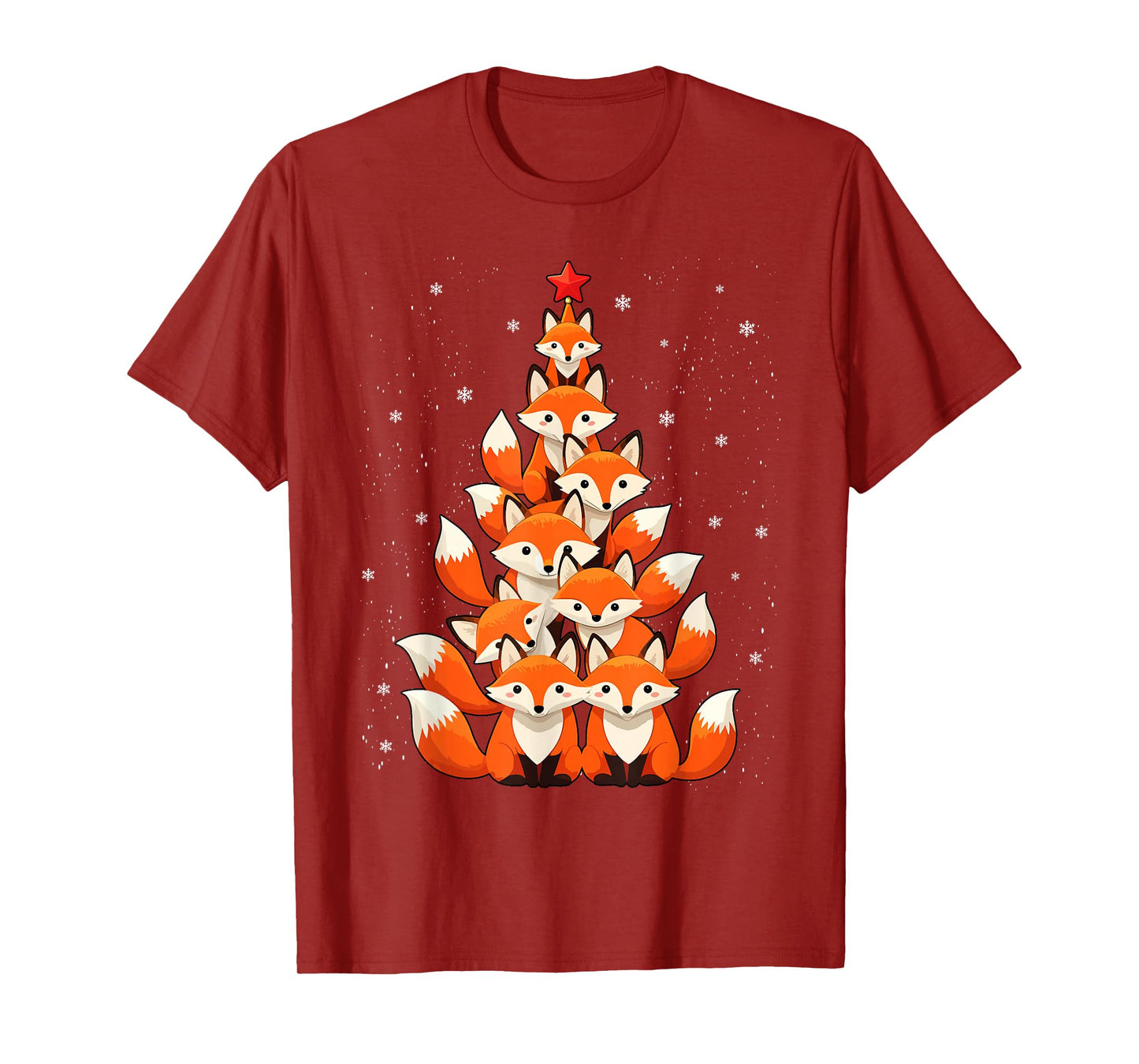 Fox Christmas Tree Fox Xmas Tree for Women and Boys T-Shirt