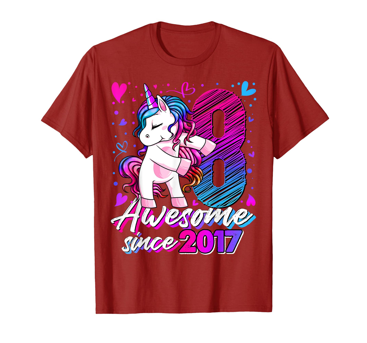 8 Year Old Unicorn Gifts For Girls 8th Birthday Girl Party T-Shirt