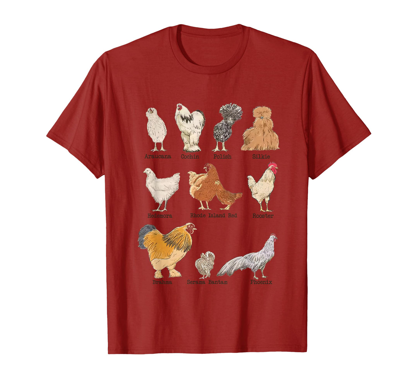 Vintage Chicken Breeds Farm Animals Day Support Local Farmer T-Shirt