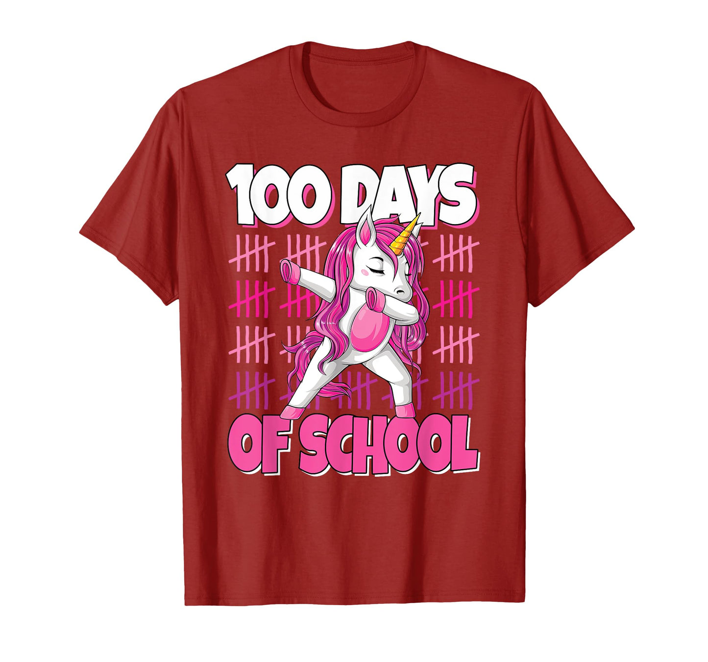 100 Days Of School Dabbing Unicorn 100th Day Of School Girls T-Shirt
