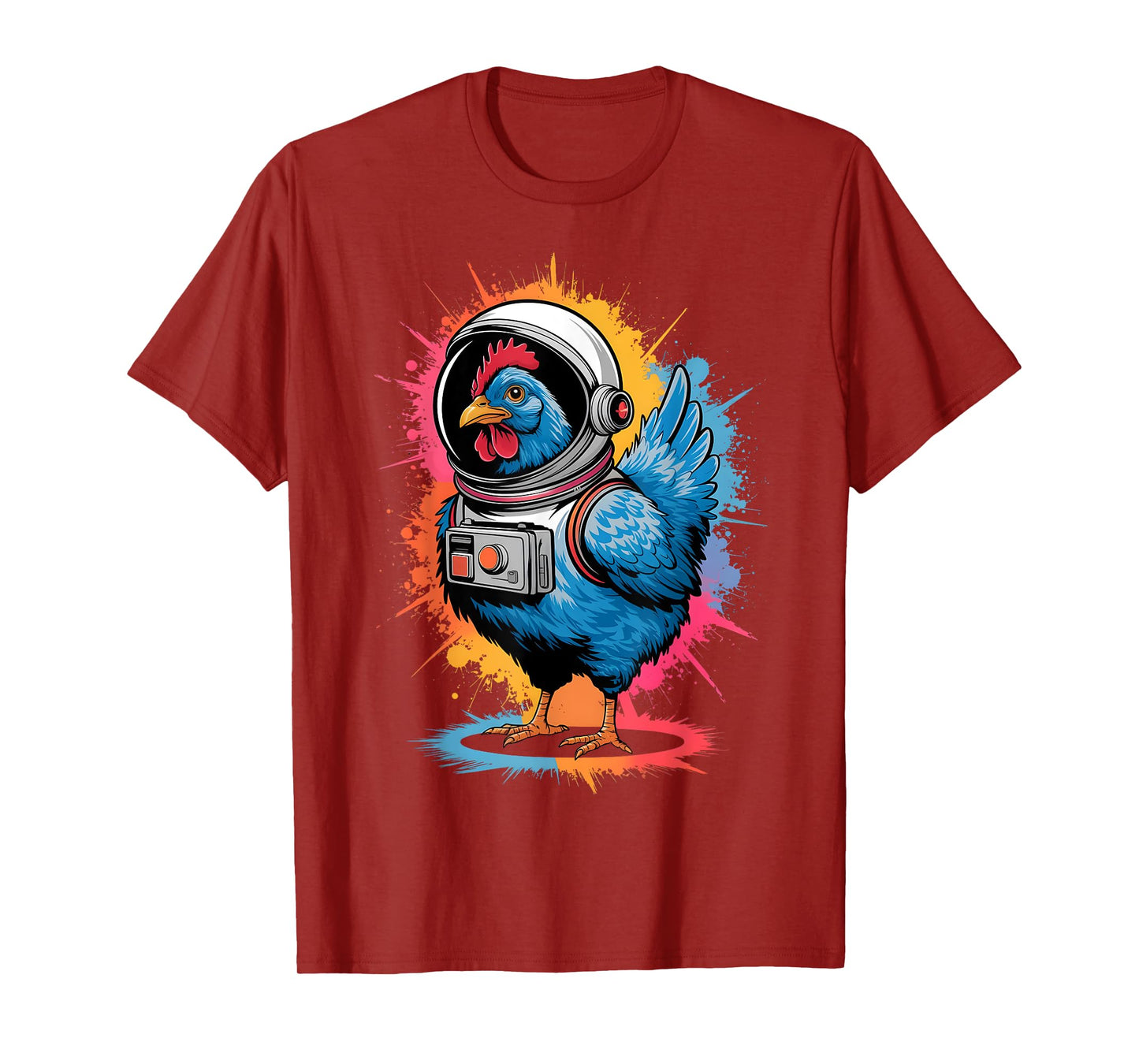 Funny Chicken Graphic Astronaut Chicken Unisex-Adults, Unisex-Kids Chicken Lover T-Shirt Black Small Classic Fit Imported Cotton, Polyester Short Sleeve T-Shirt