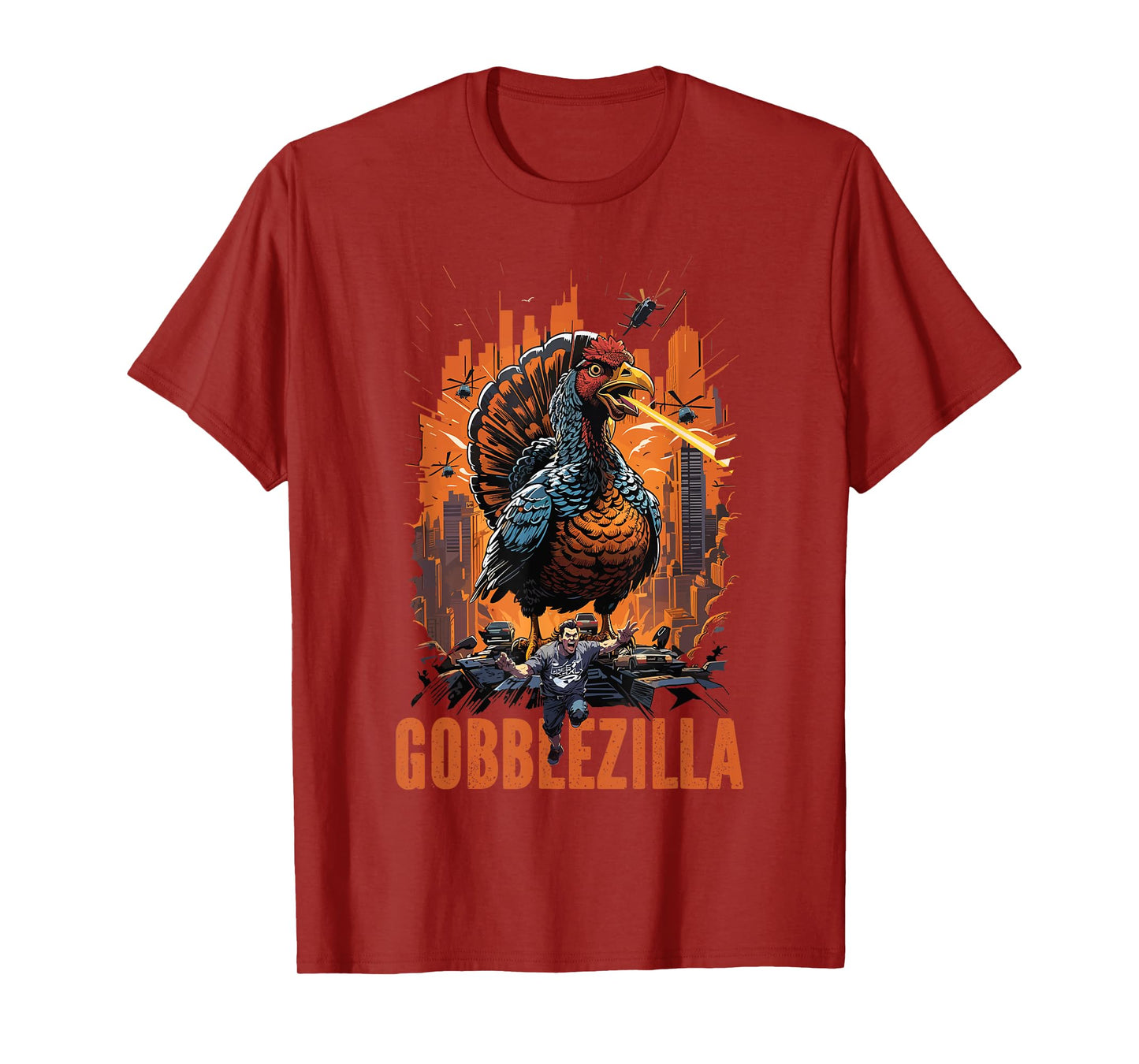 Funny Gobblezilla Angry Turkey Thanksgiving Men Women Teens T-Shirt
