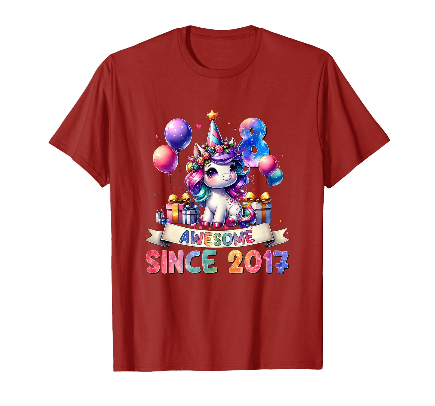 8 Year Old Unicorn Gifts For Girls 8th Birthday Girl Party T-Shirt